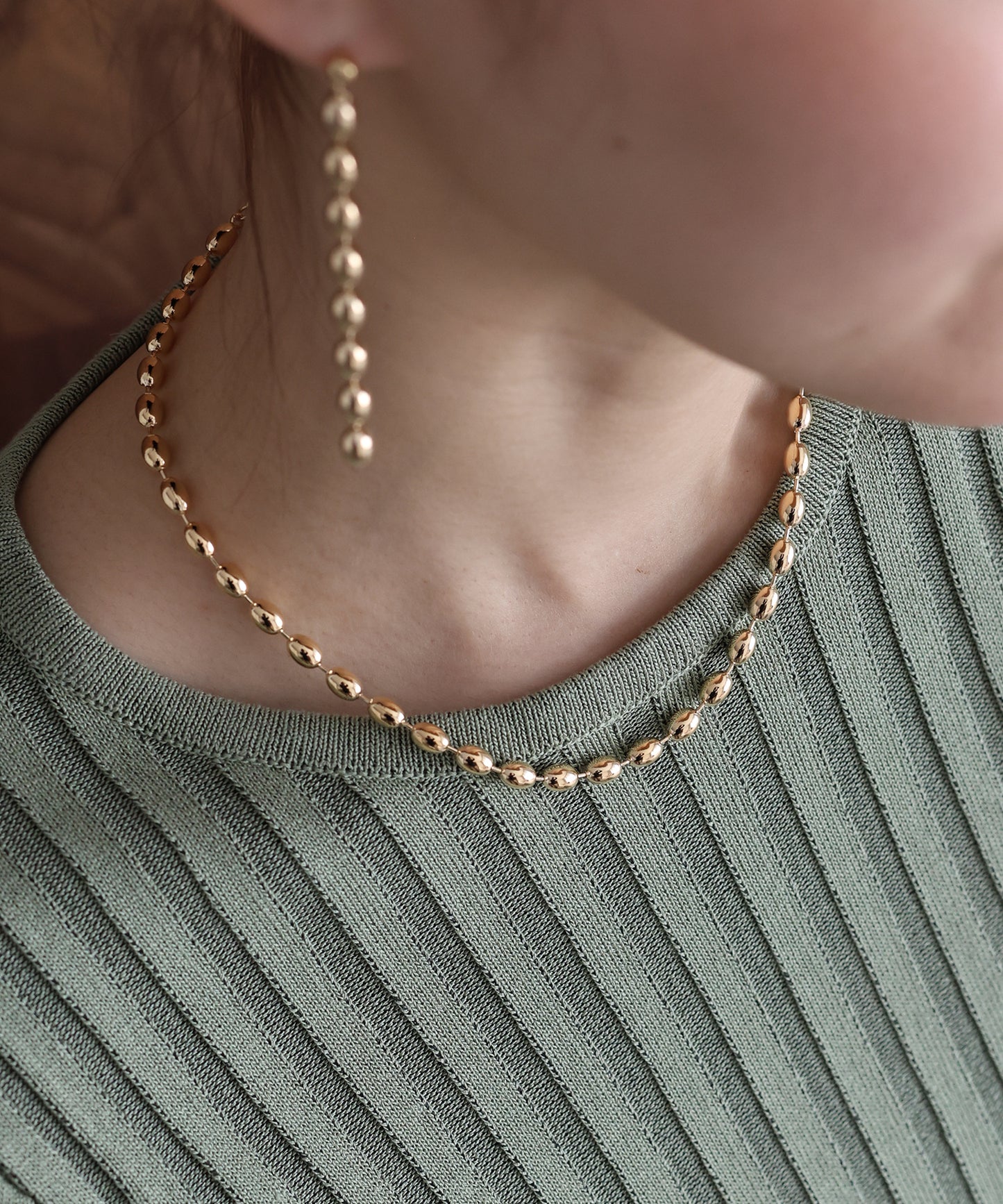 オーバルボールチェーンネックレス / ニッケルフリー【ネコポス】