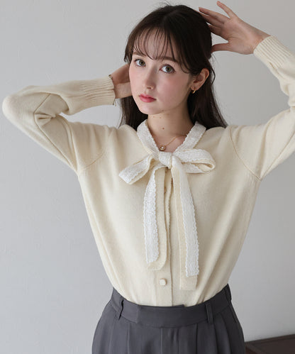 レースリボンカーディガン