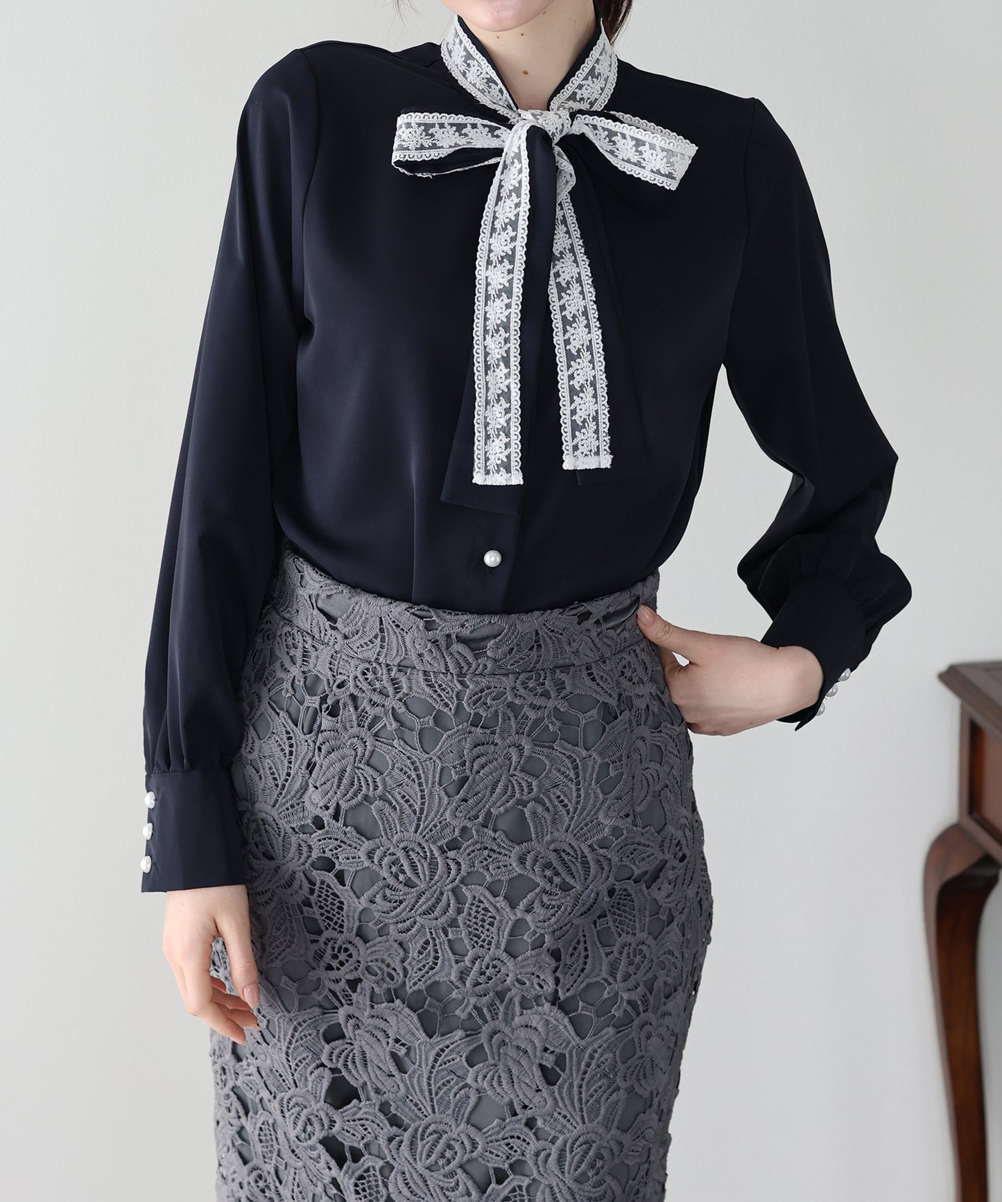 レースボウタイブラウス【ネコポス】