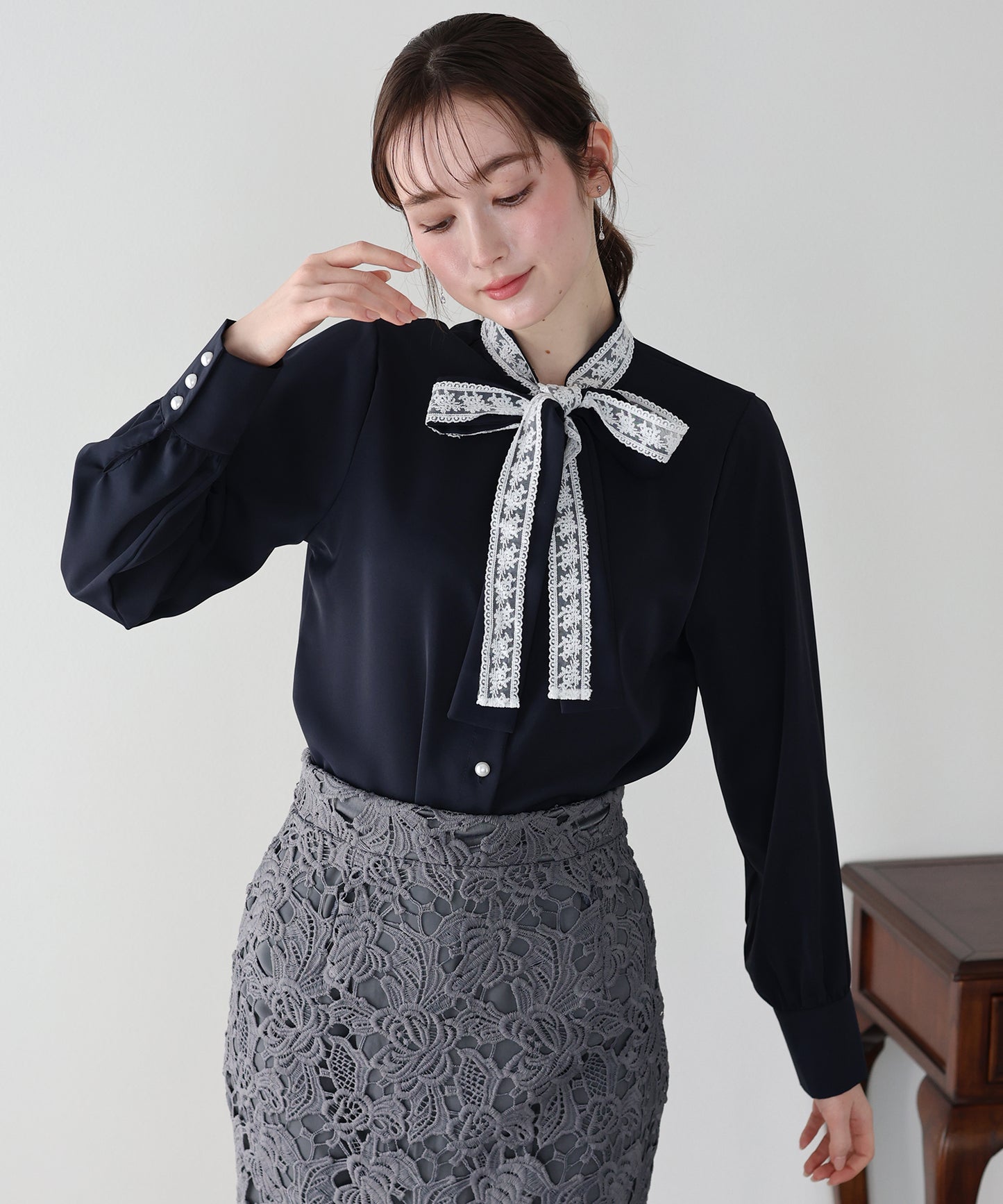 レースボウタイブラウス【ネコポス】