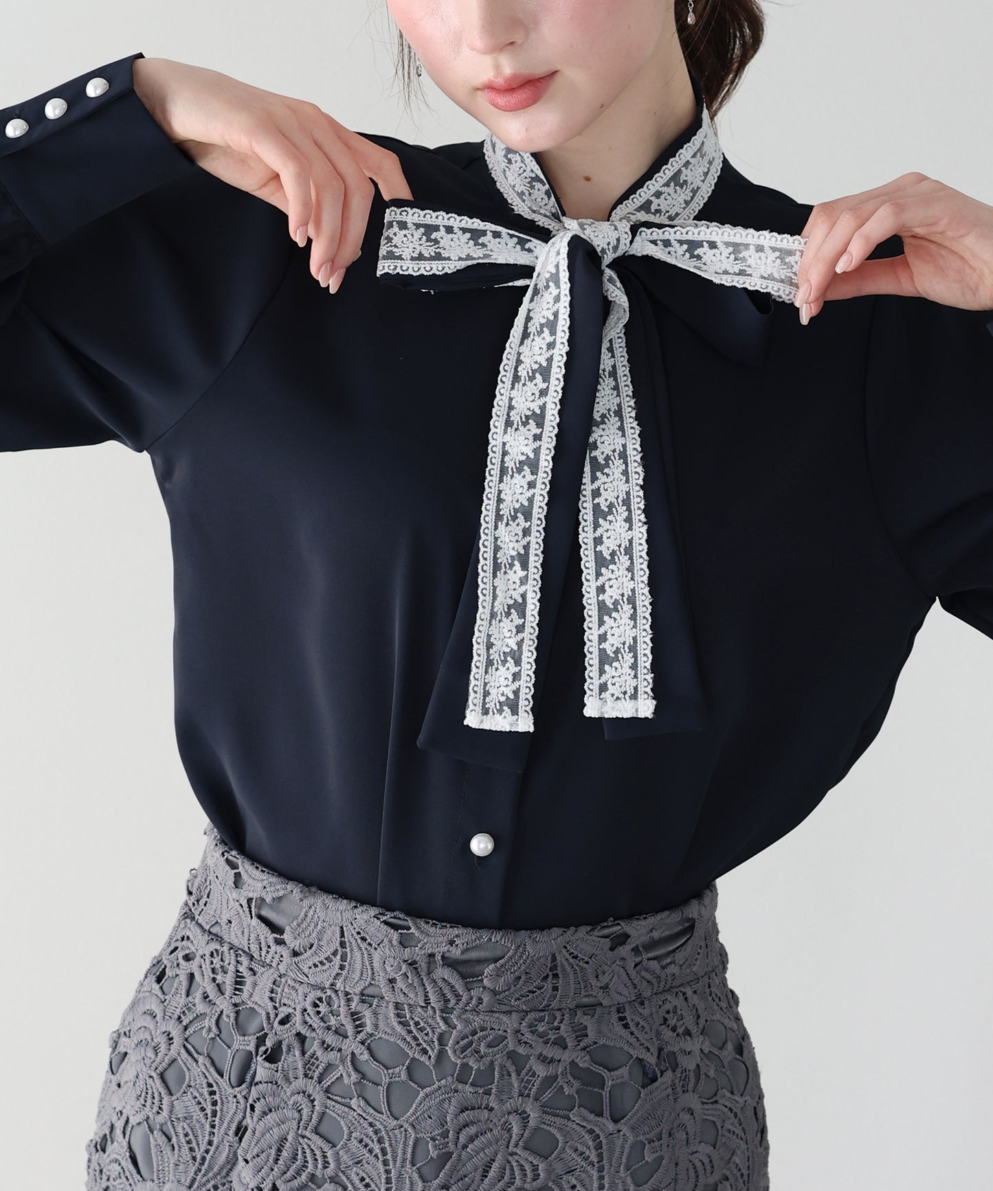 レースボウタイブラウス【ネコポス】