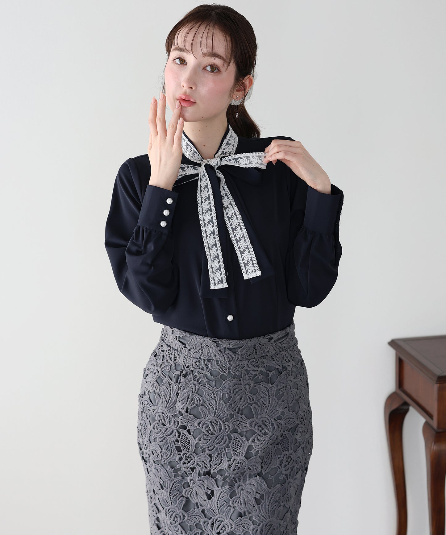 レースボウタイブラウス【ネコポス】