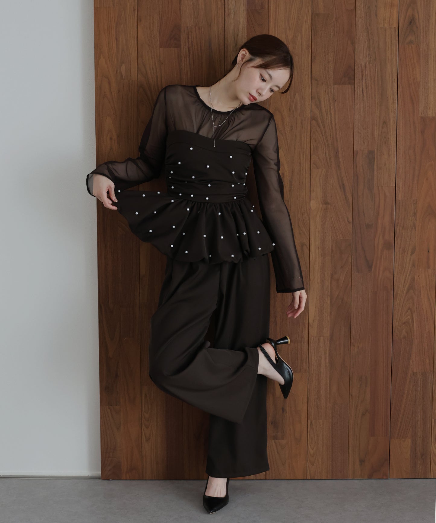 【早割5％OFF】パールバルーンビスチェパンツドレス