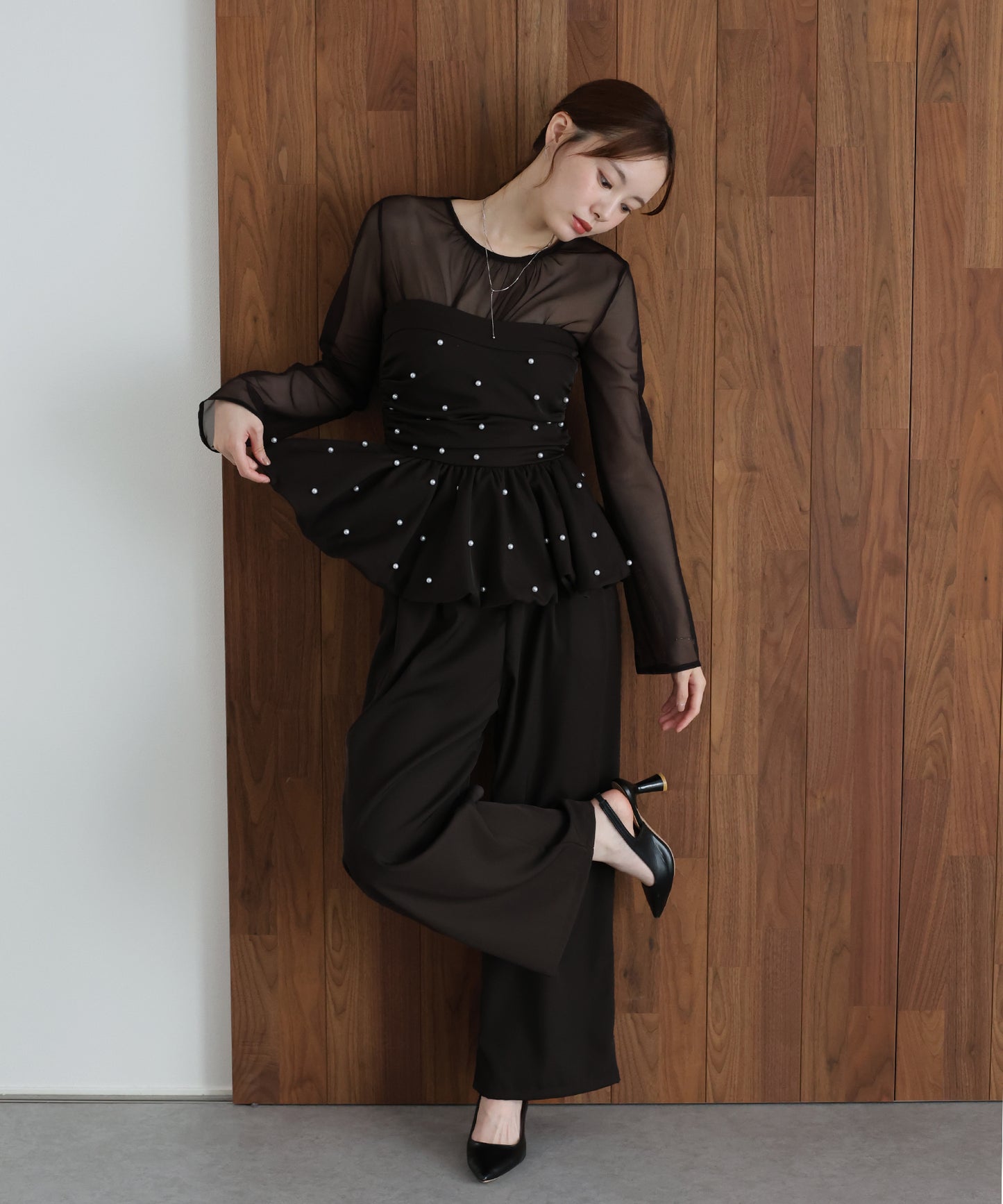 【早割5％OFF】パールバルーンビスチェパンツドレス