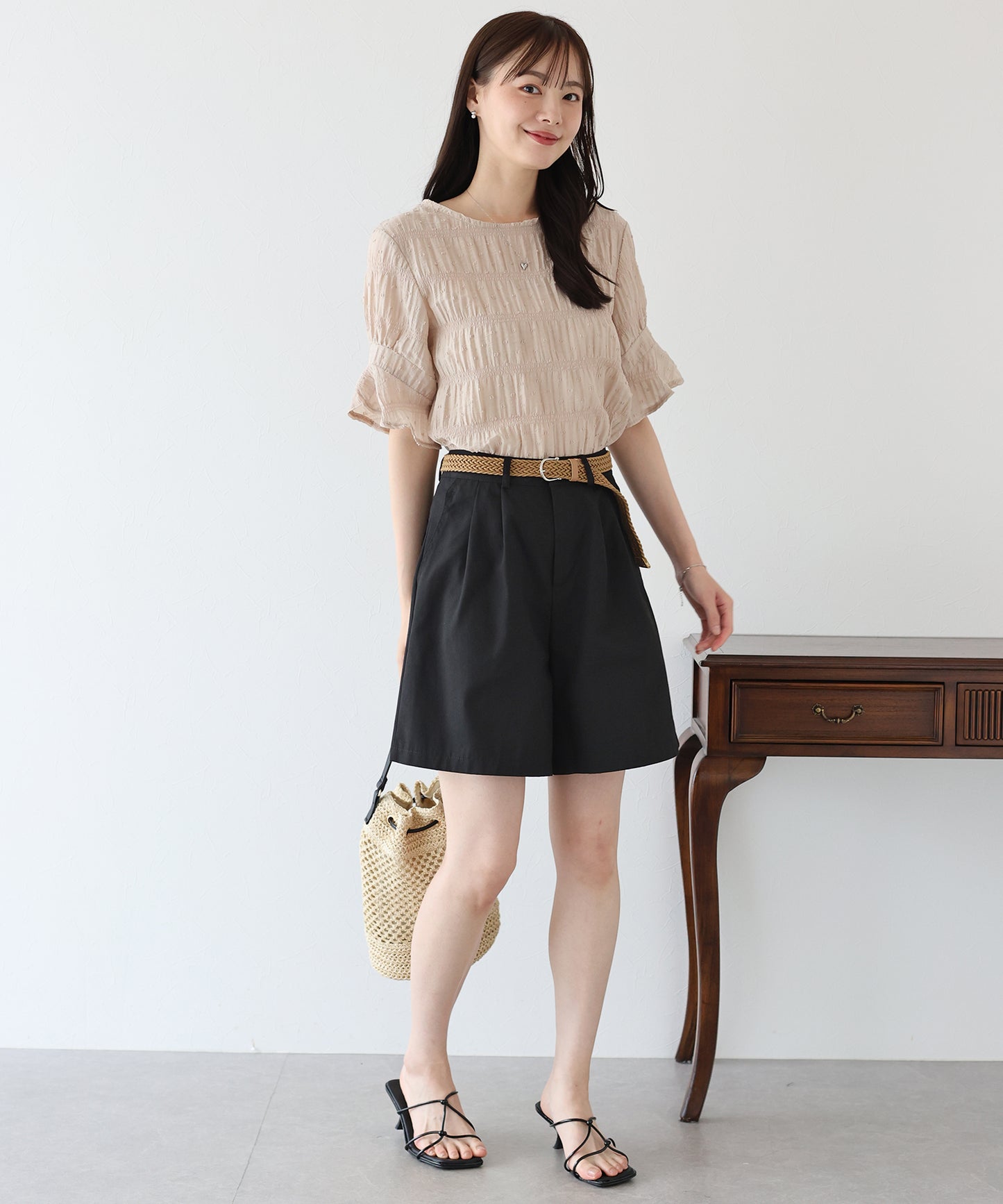 【SALE】メッシュベルト付きハーフパンツ