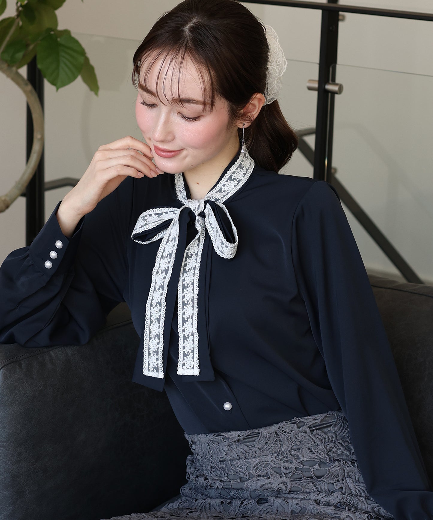 レースボウタイブラウス【ネコポス】