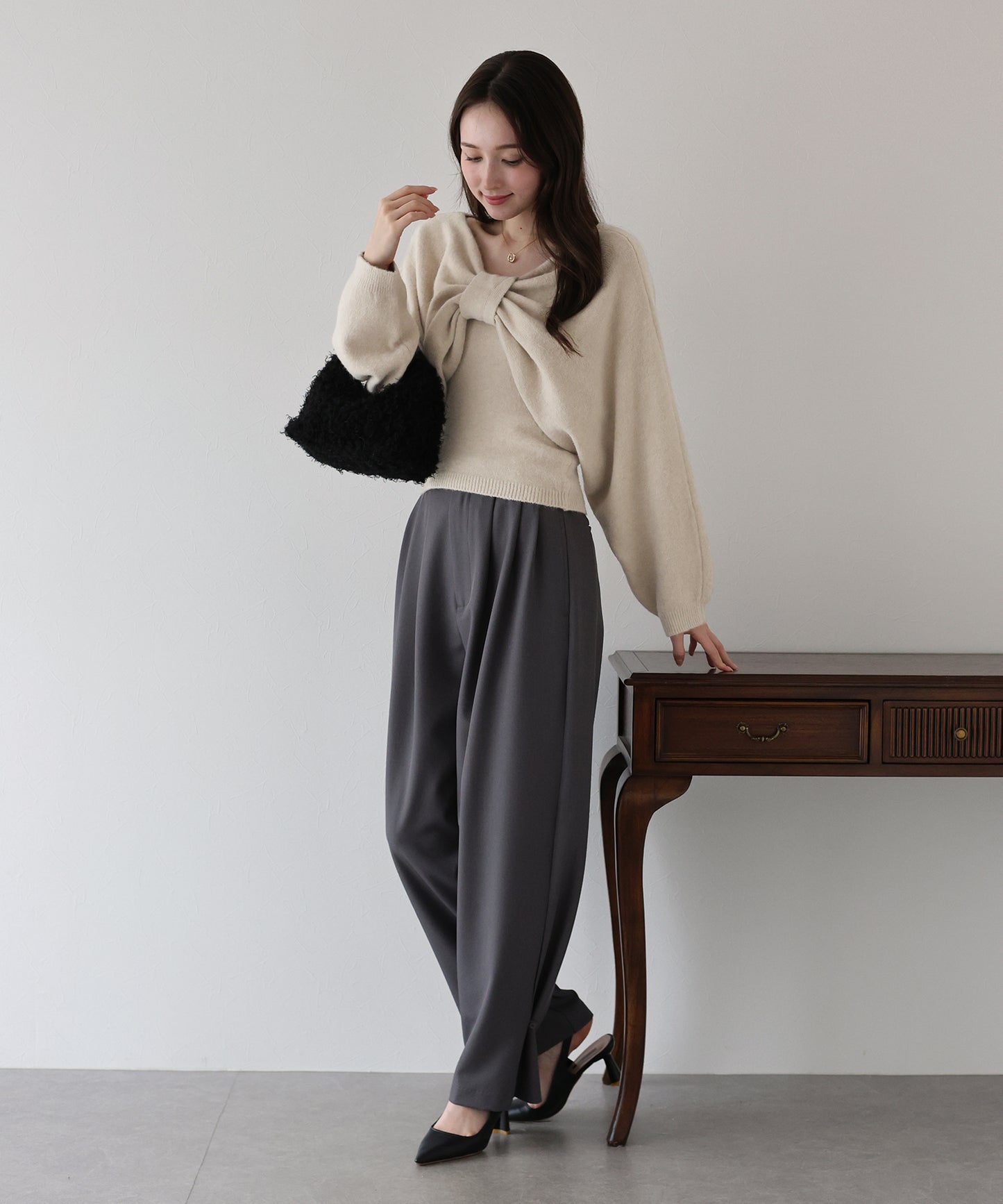 【早割5％OFF】リボンショートニットセット