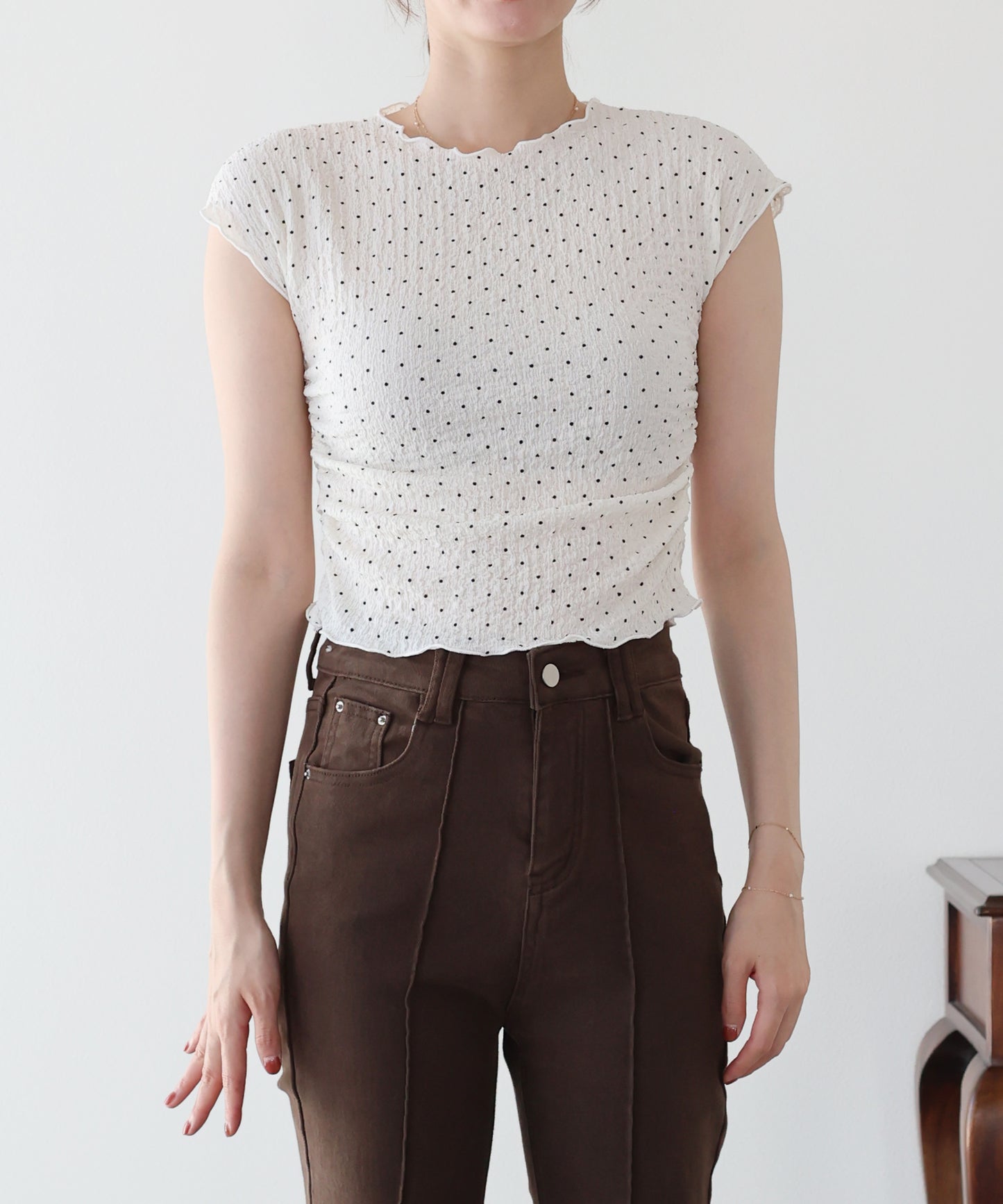 サイドギャザードットカットソー【メール便】