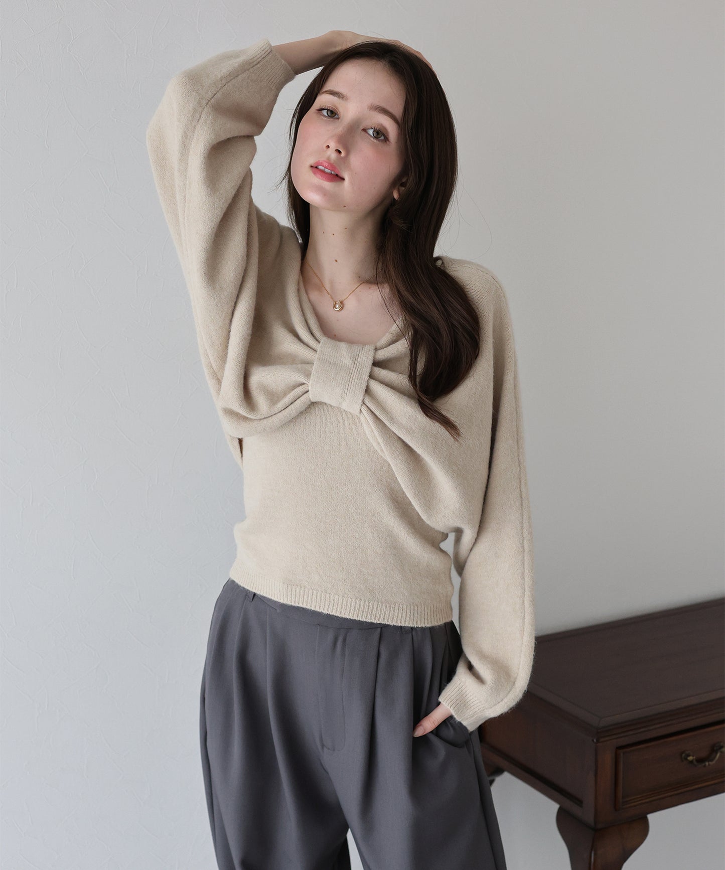 【早割5％OFF】リボンショートニットセット