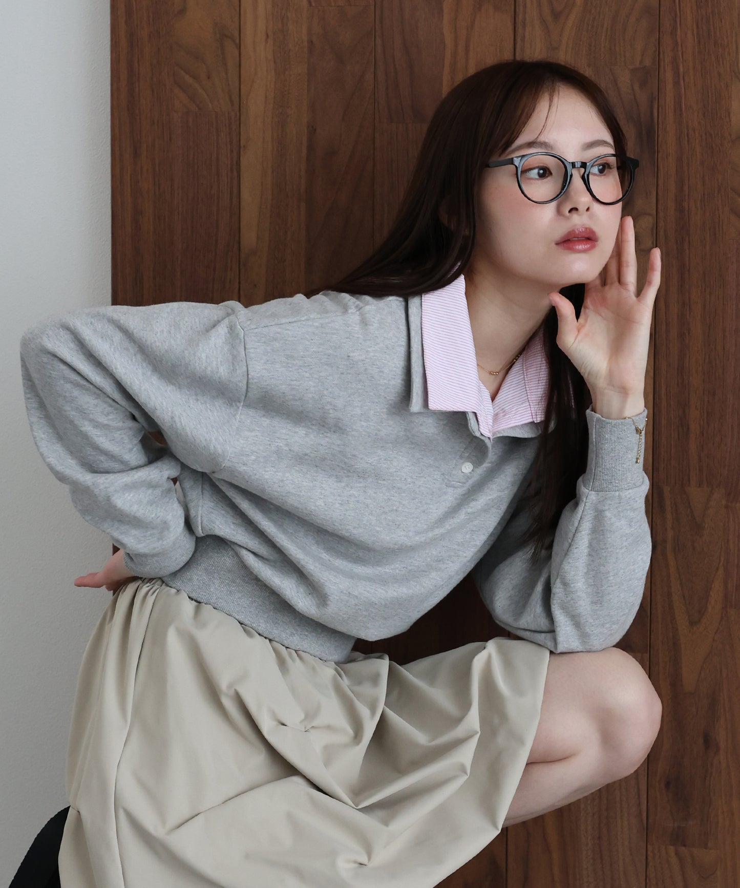 【早割5％OFF】シャツレイヤードスウェット