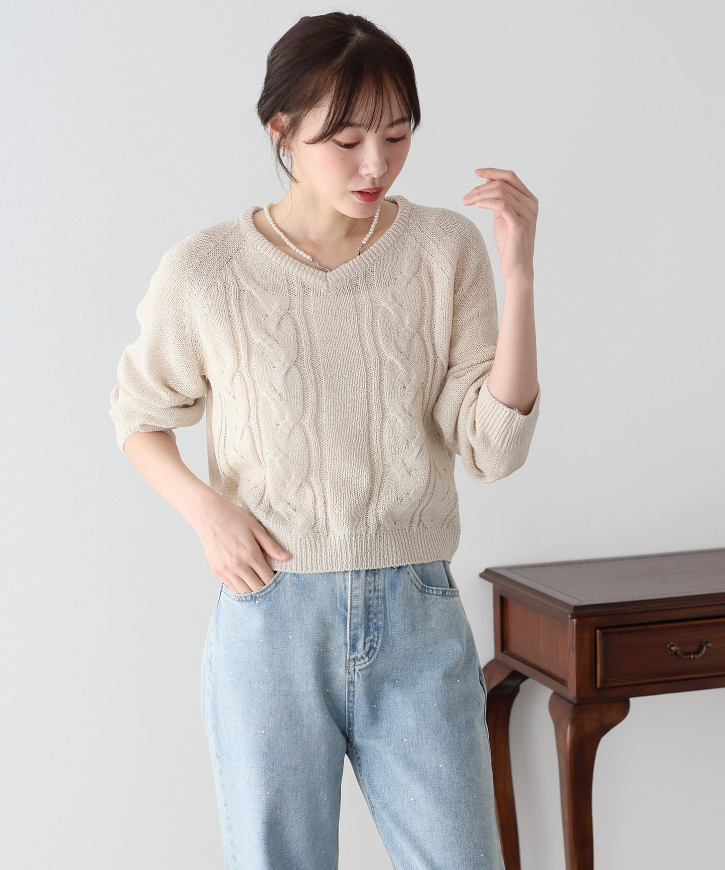 【早割5％OFF】ケーブルメッシュニット