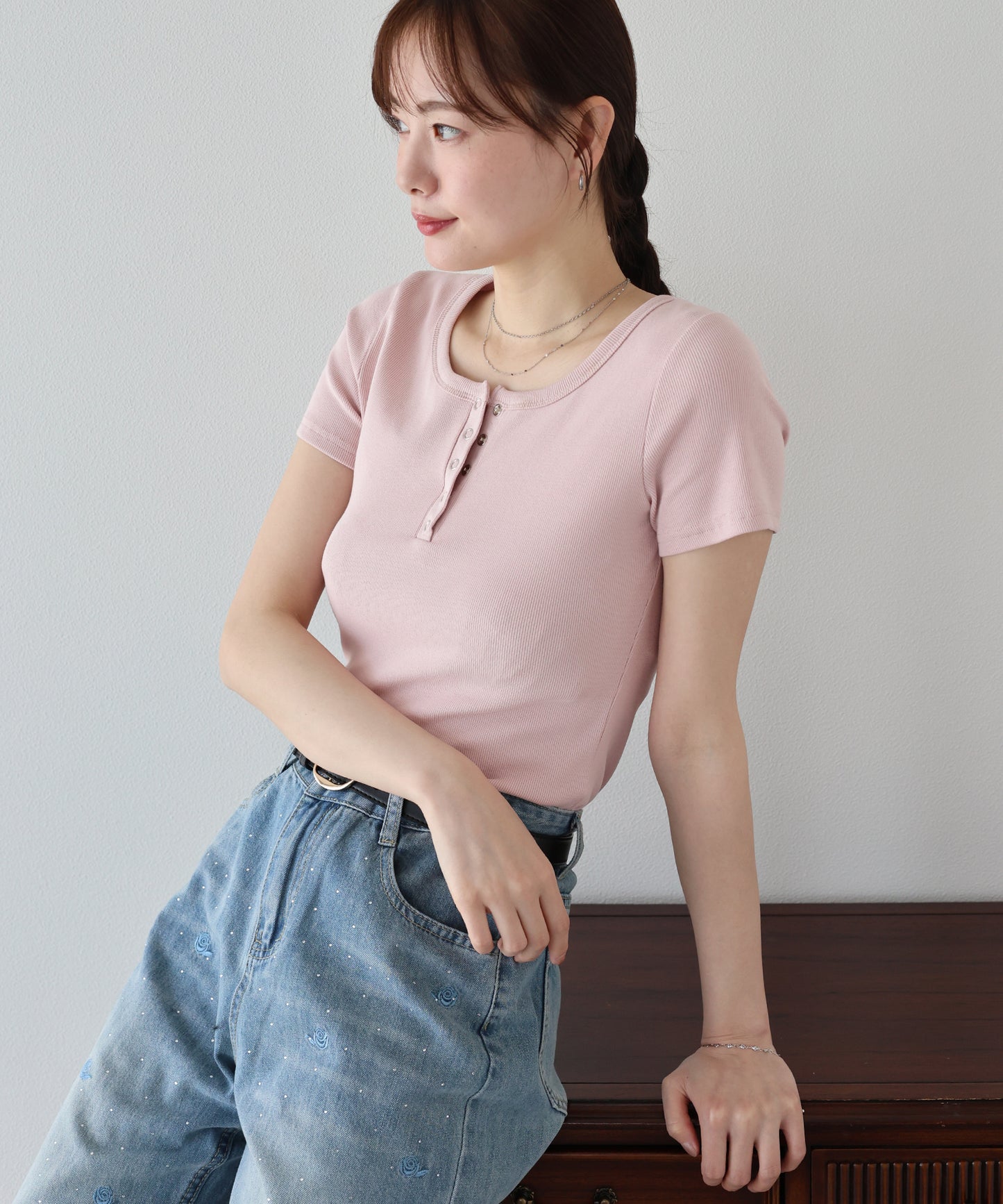 ヘンリーネック半袖Tシャツ【ネコポス】