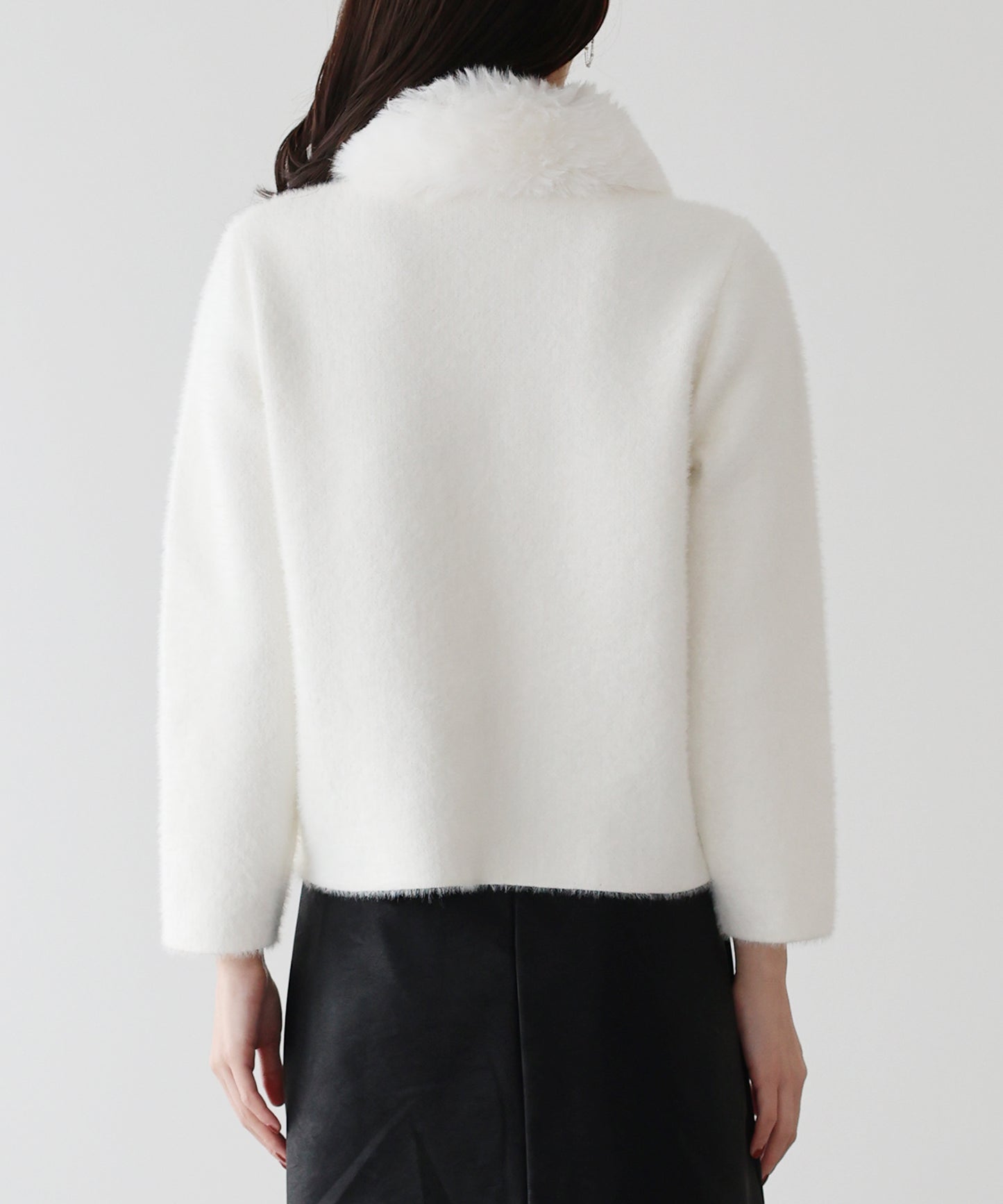 【早割5％OFF】ファー襟ニットジャケット