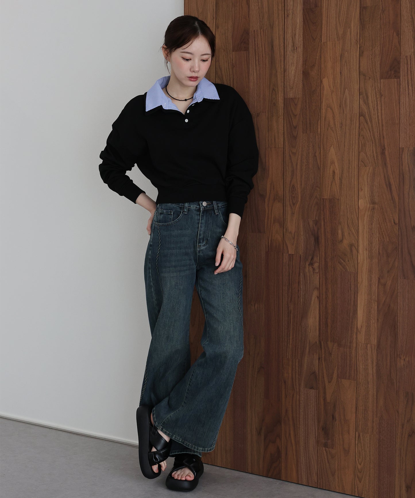 【早割5％OFF】シャツレイヤードスウェット