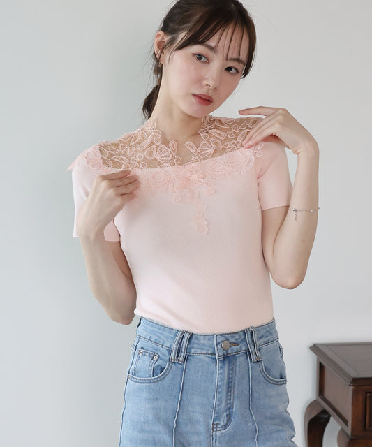 【早割5％OFF】フラワーレースニット【メール便】