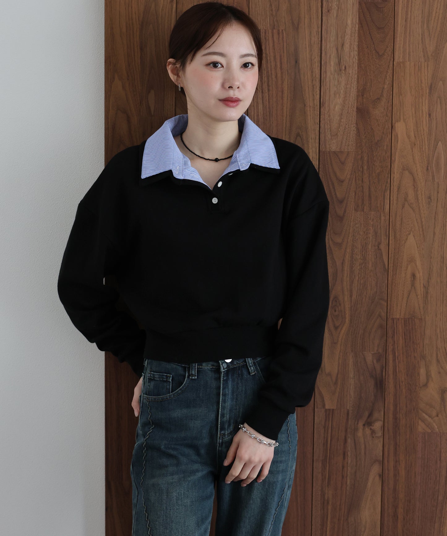 【早割5％OFF】シャツレイヤードスウェット