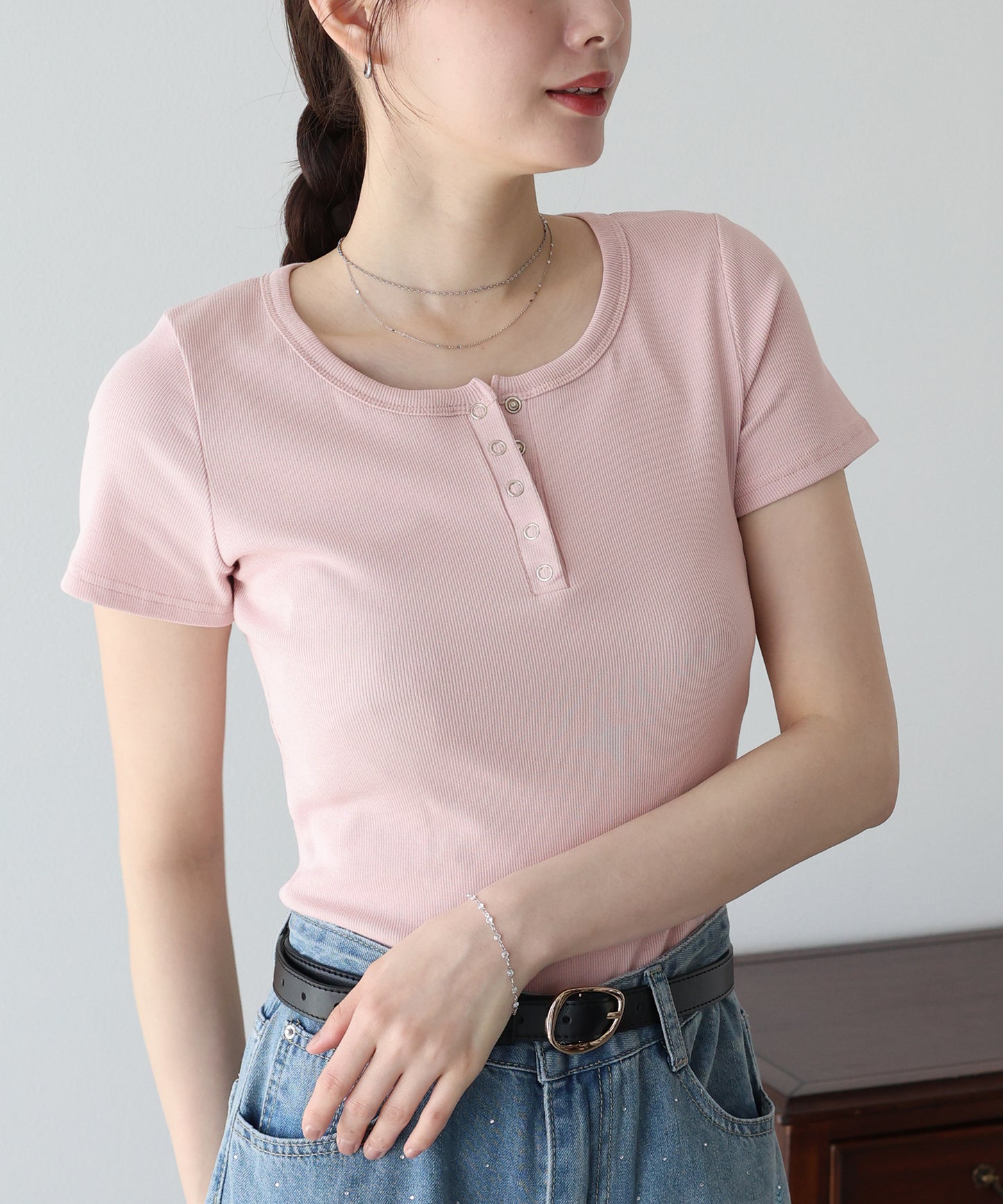 ヘンリーネック半袖Tシャツ【ネコポス】