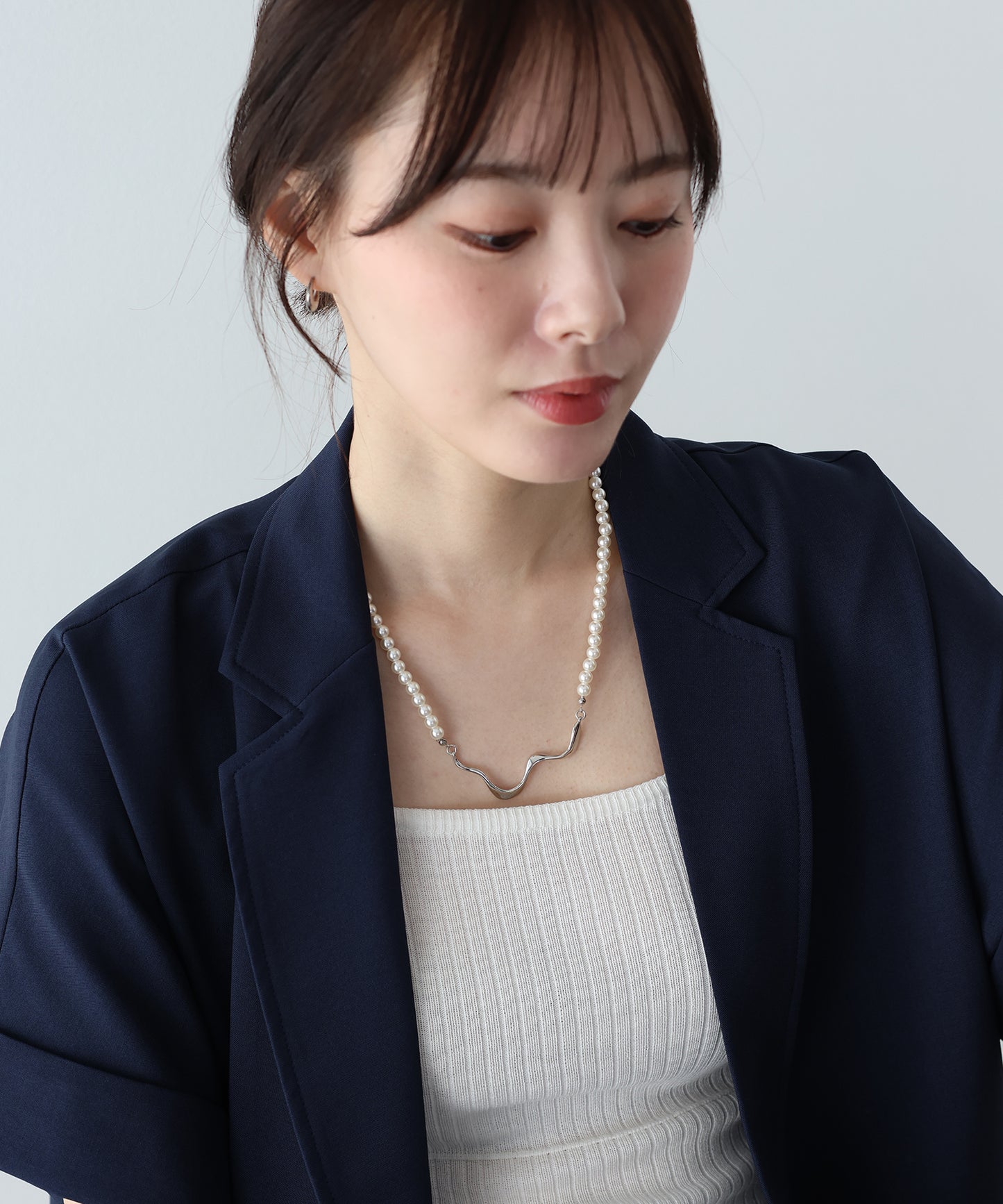 【SALE】ニュアンスメタル パールネックレス【ネコポス】