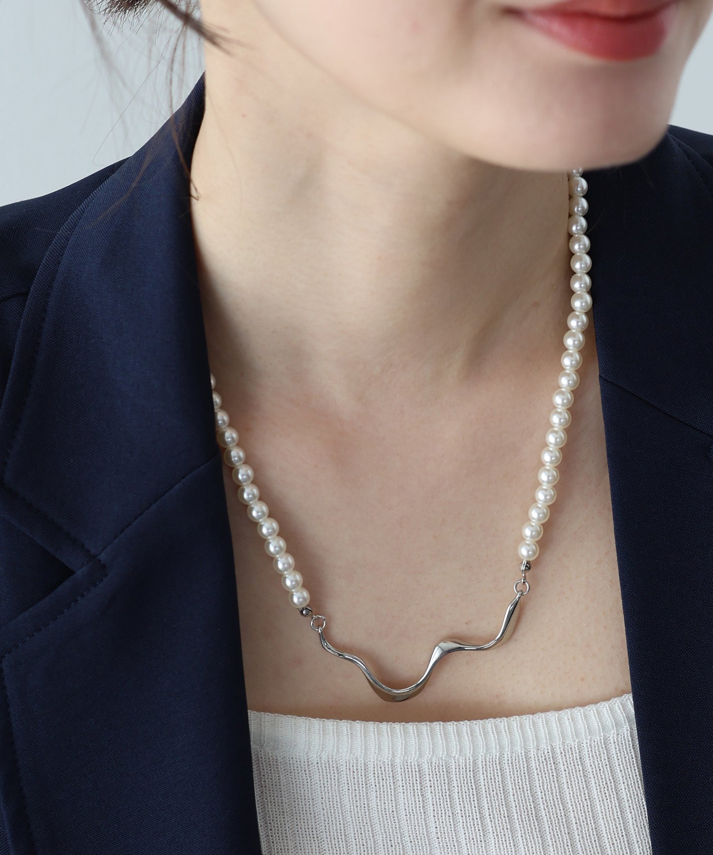 【早割5％OFF】ニュアンスメタル パールネックレス【ネコポス】