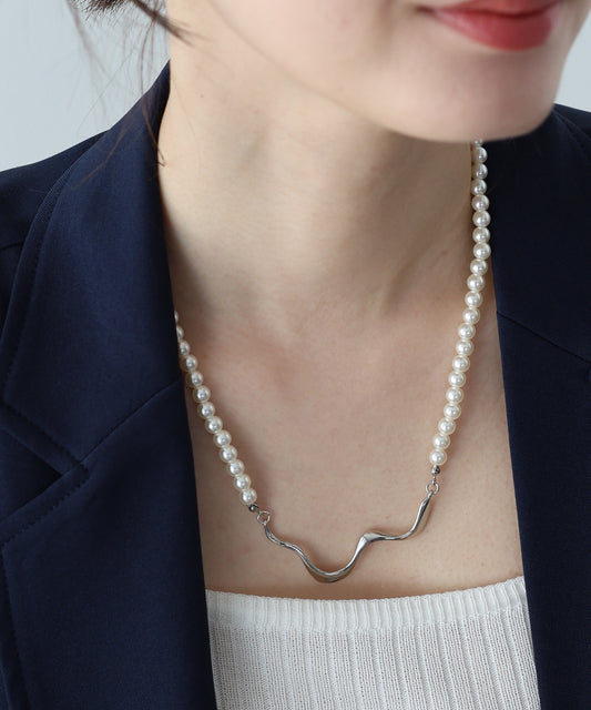【早割5％OFF】ニュアンスメタル パールネックレス【ネコポス】
