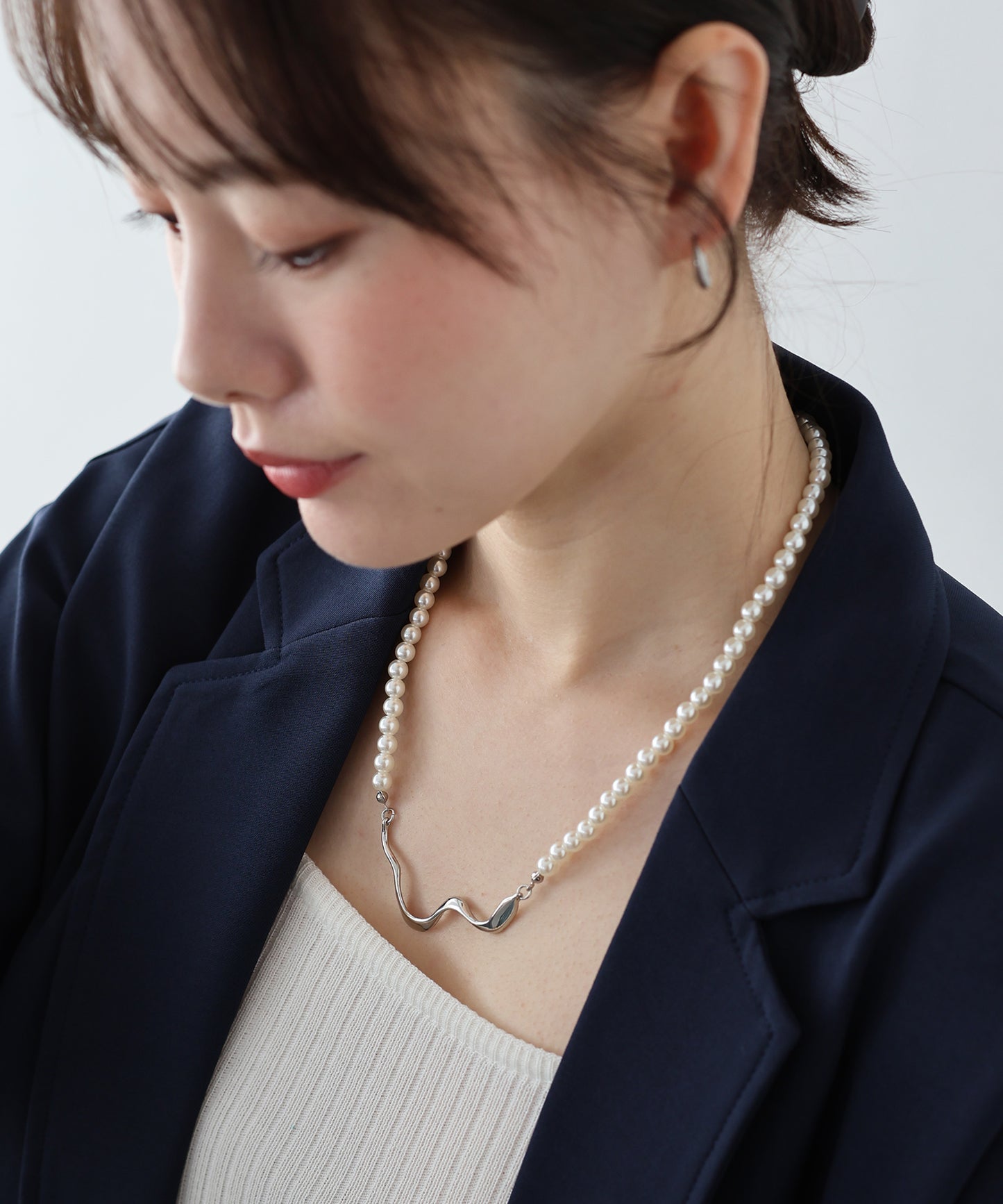 【SALE】ニュアンスメタル パールネックレス【ネコポス】