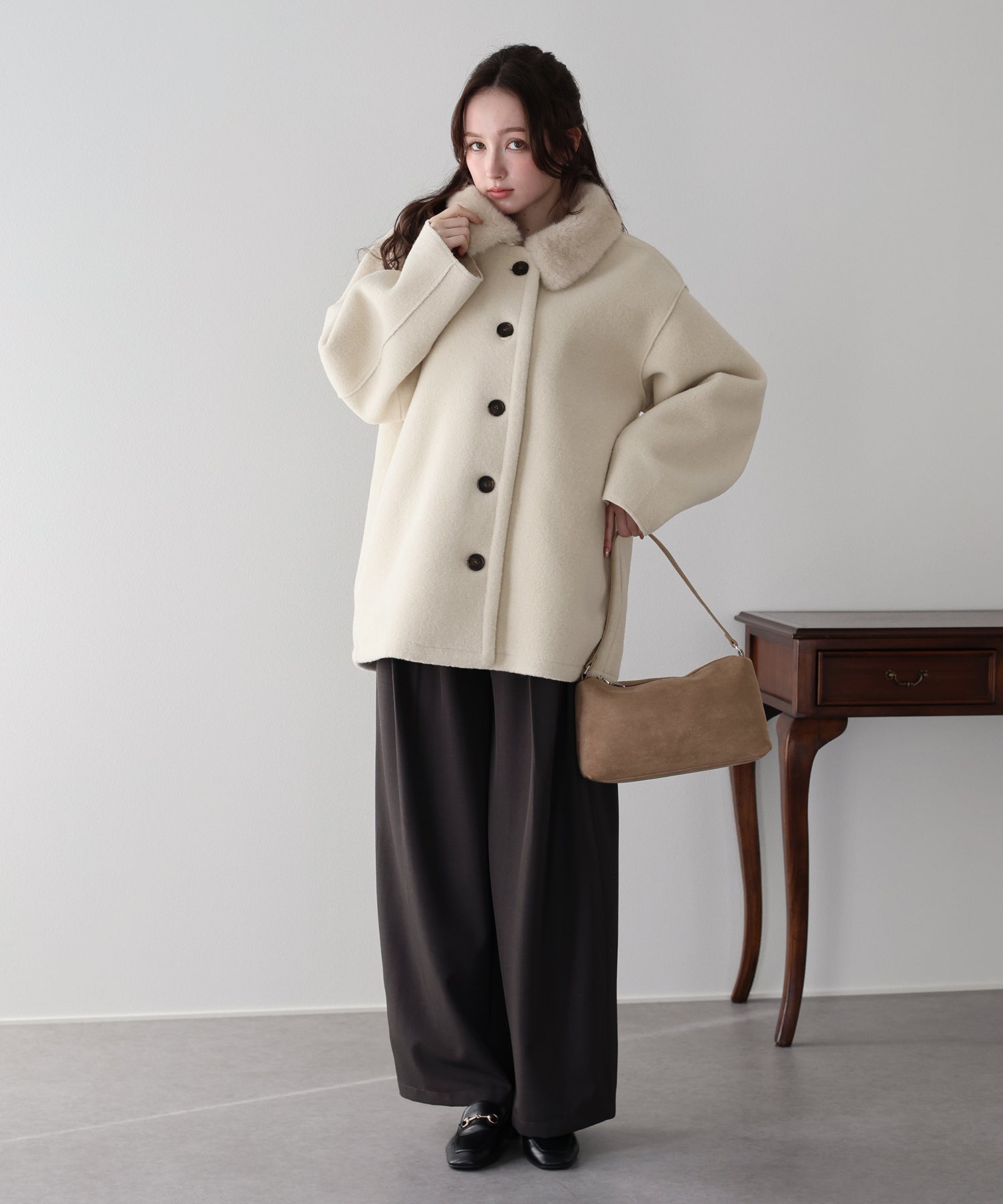 ファー付きボアハーフコート – BLUE ONLINE