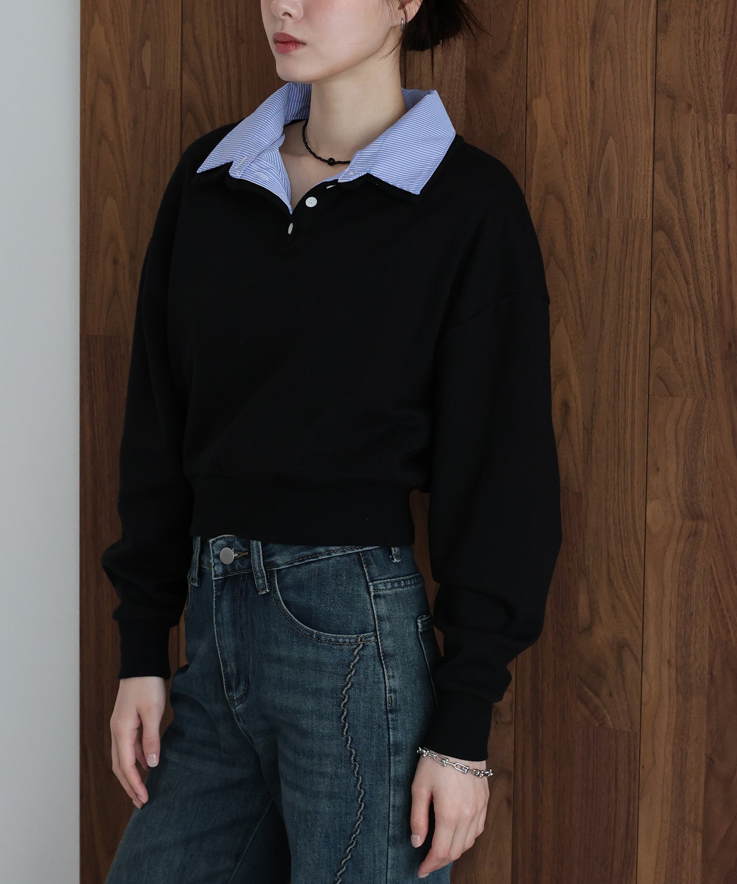 【早割5％OFF】シャツレイヤードスウェット