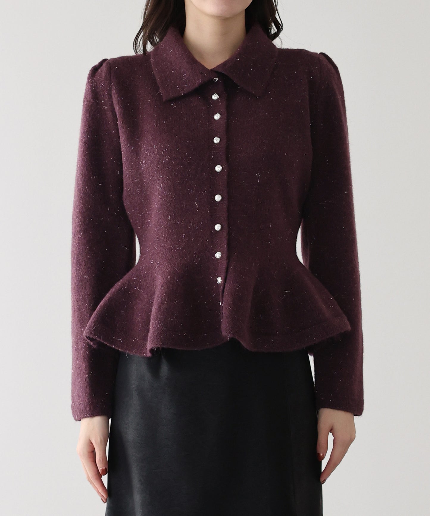 【早割5％OFF】ラメペプラムカーディガン