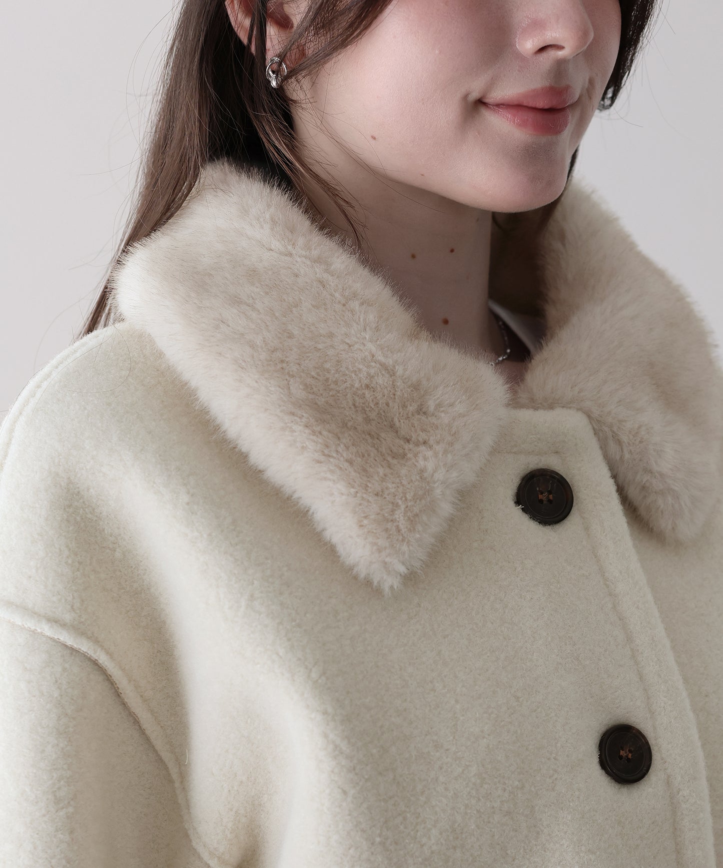 【早割5％OFF】ファー付きボアハーフコート