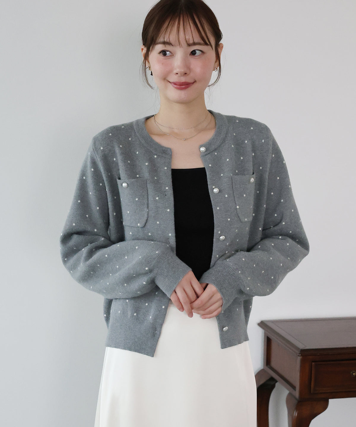 【早割5％OFF】ドットニットカーディガン