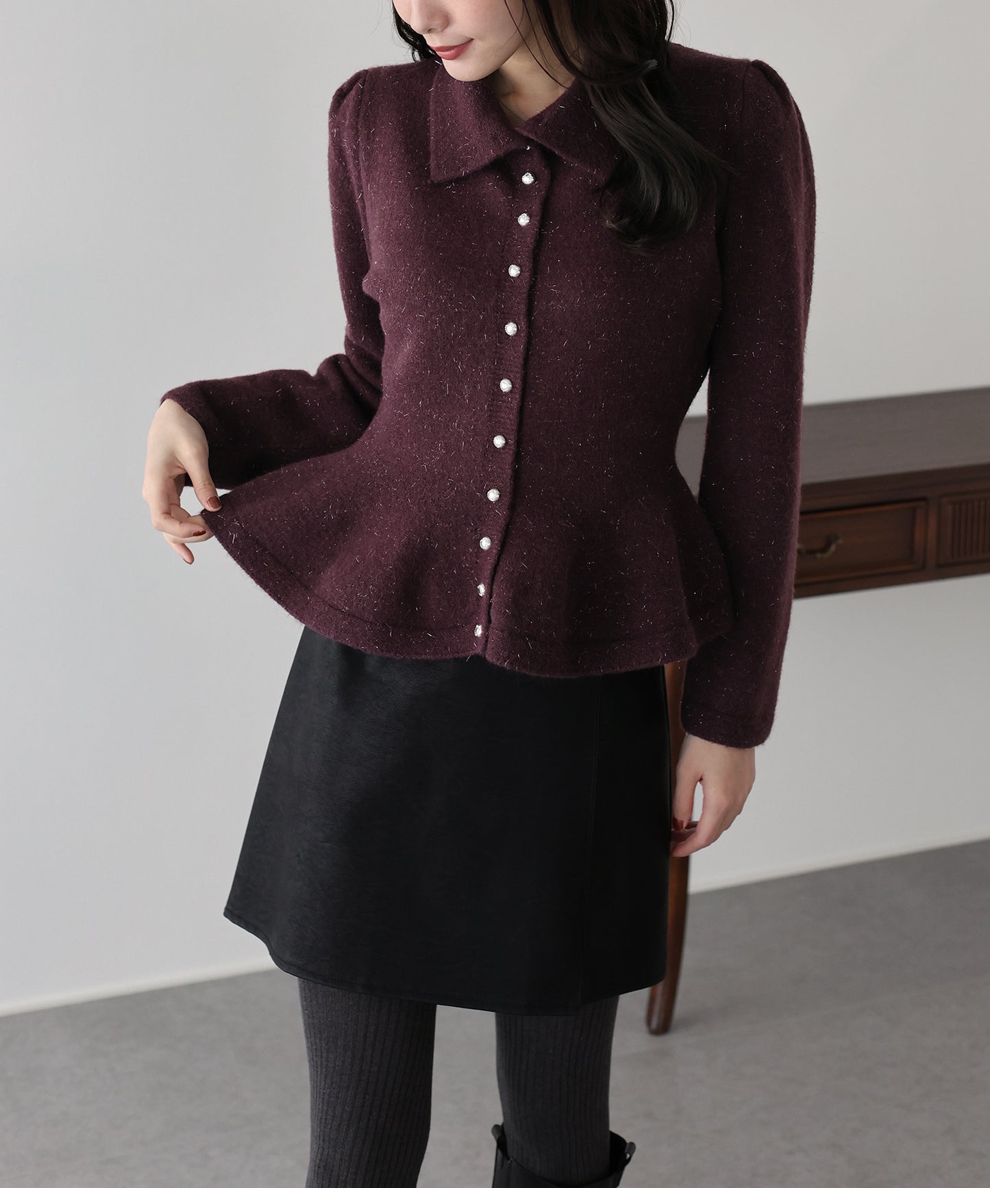 【早割5％OFF】ラメペプラムカーディガン