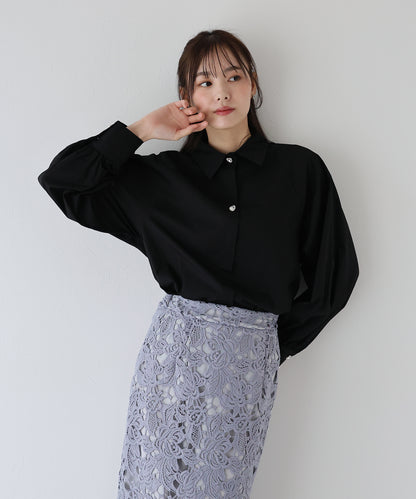 【SALE】ビジューハートボタンブラウス【ネコポス】