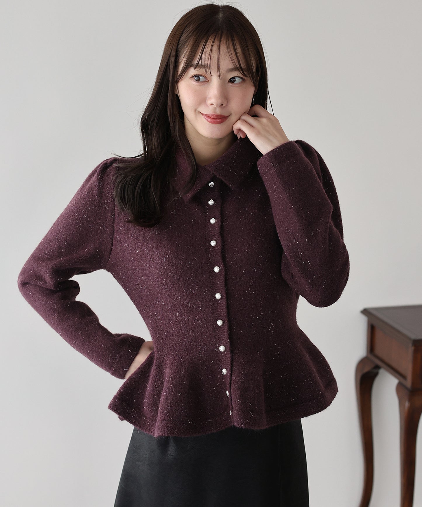 【早割5％OFF】ラメペプラムカーディガン