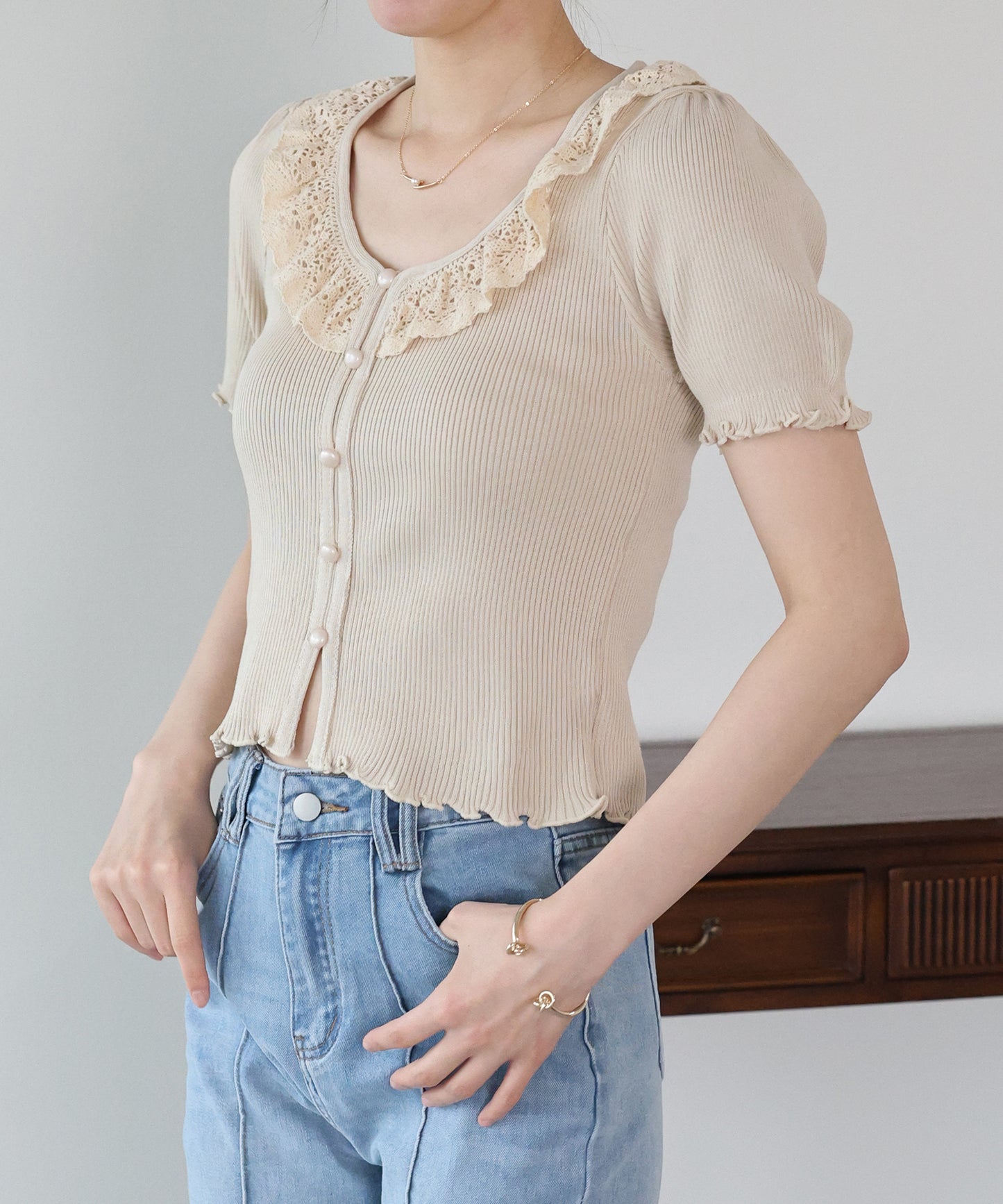 【早割5％OFF】エンブロイダリーレースニット【メール便】