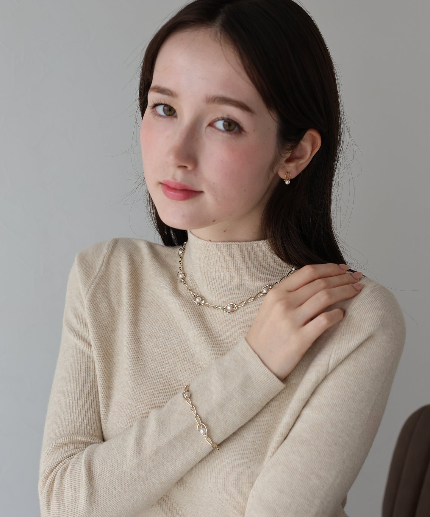 パールシェルモチーフネックレス / ニッケルフリー[ J by blue ]【ネコポス】