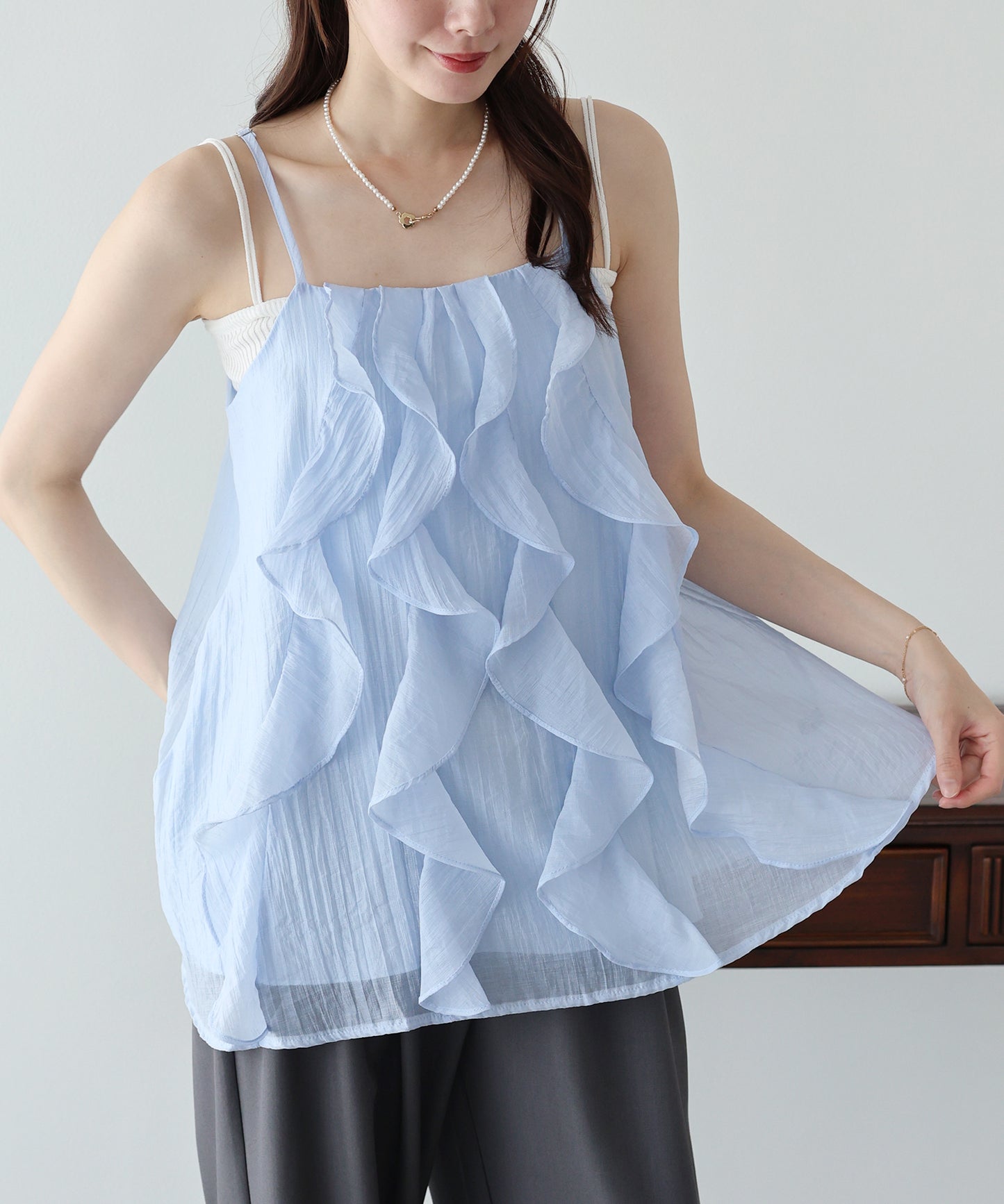 【早割5％OFF】ラッフルフリルキャミソール【メール便】