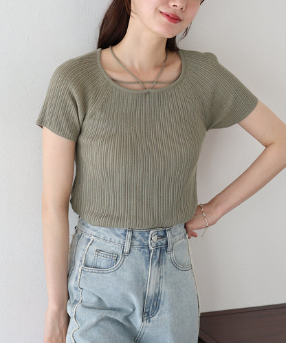 【SALE】ネックリボンサマーニット【ネコポス】