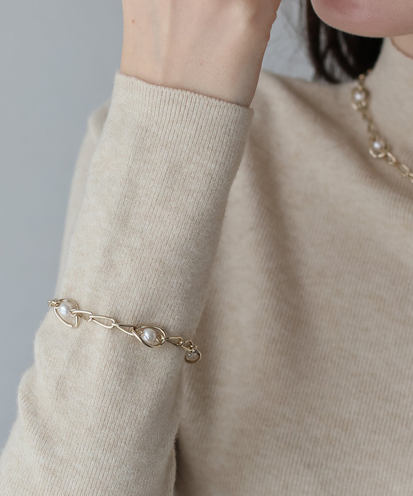 パールシェルモチーフブレスレット / ニッケルフリー[ J by blue ]【ネコポス】