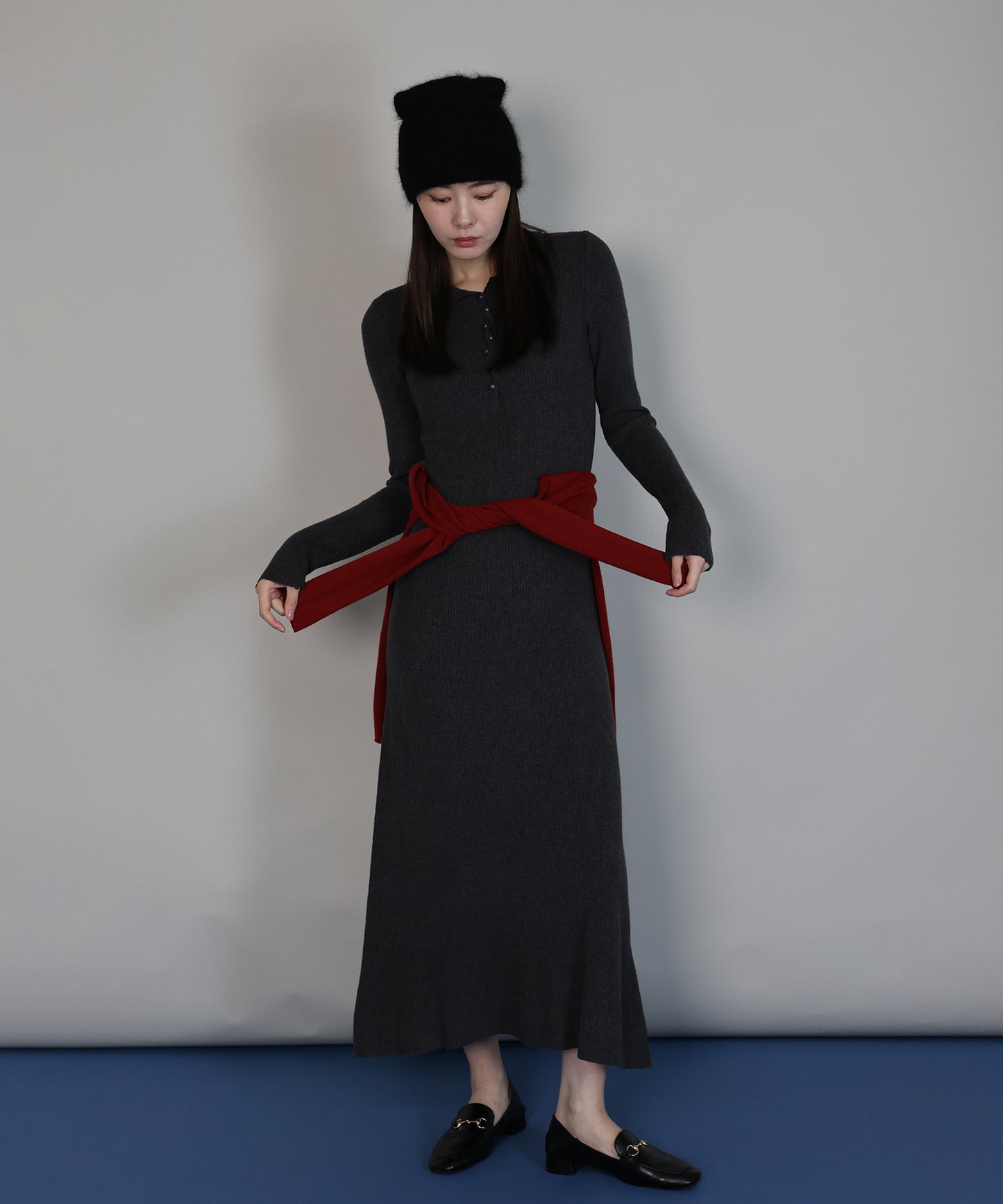 【早割5％OFF】ポロリブニットワンピース[ J by blue ]