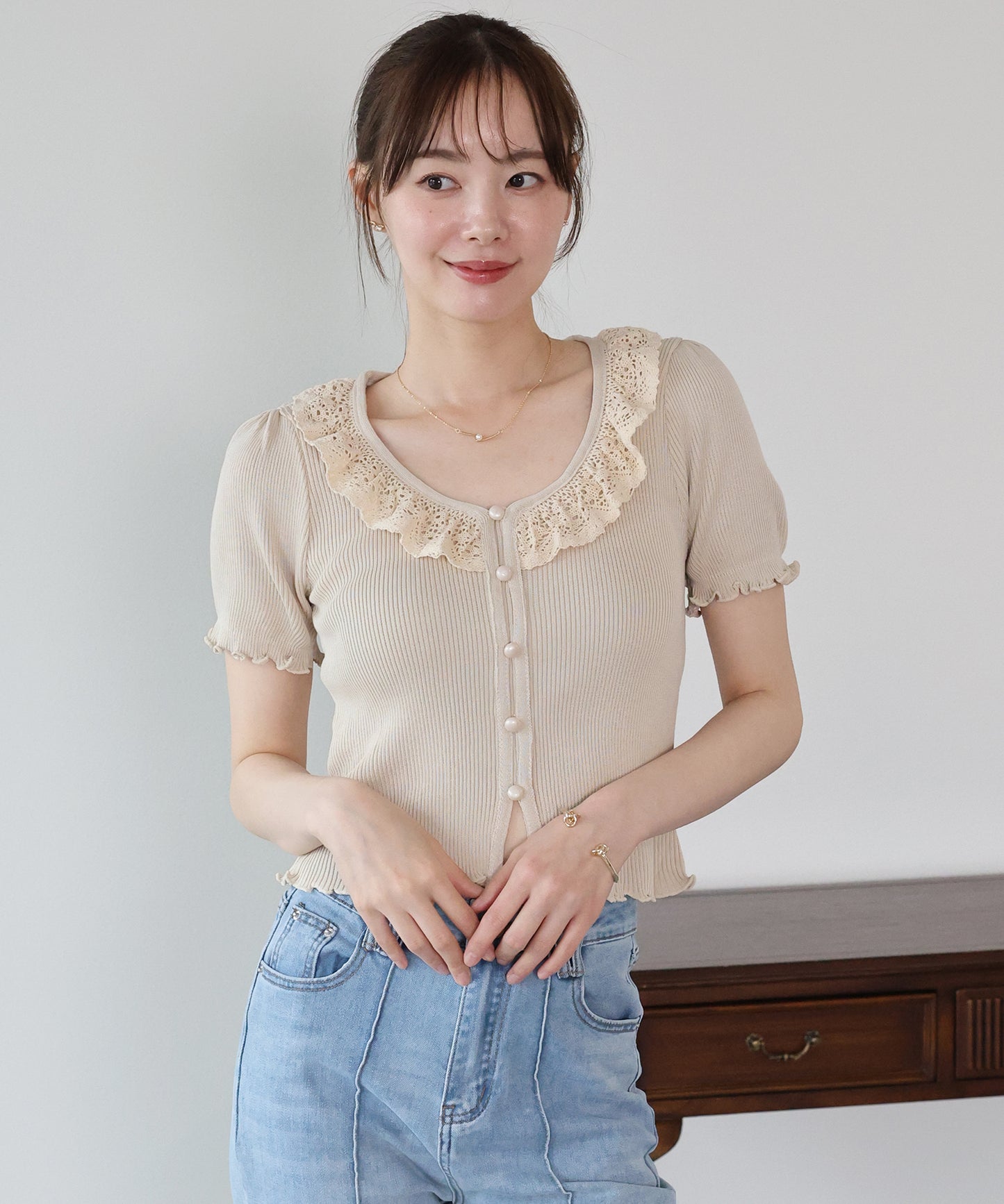 【早割5％OFF】エンブロイダリーレースニット【メール便】