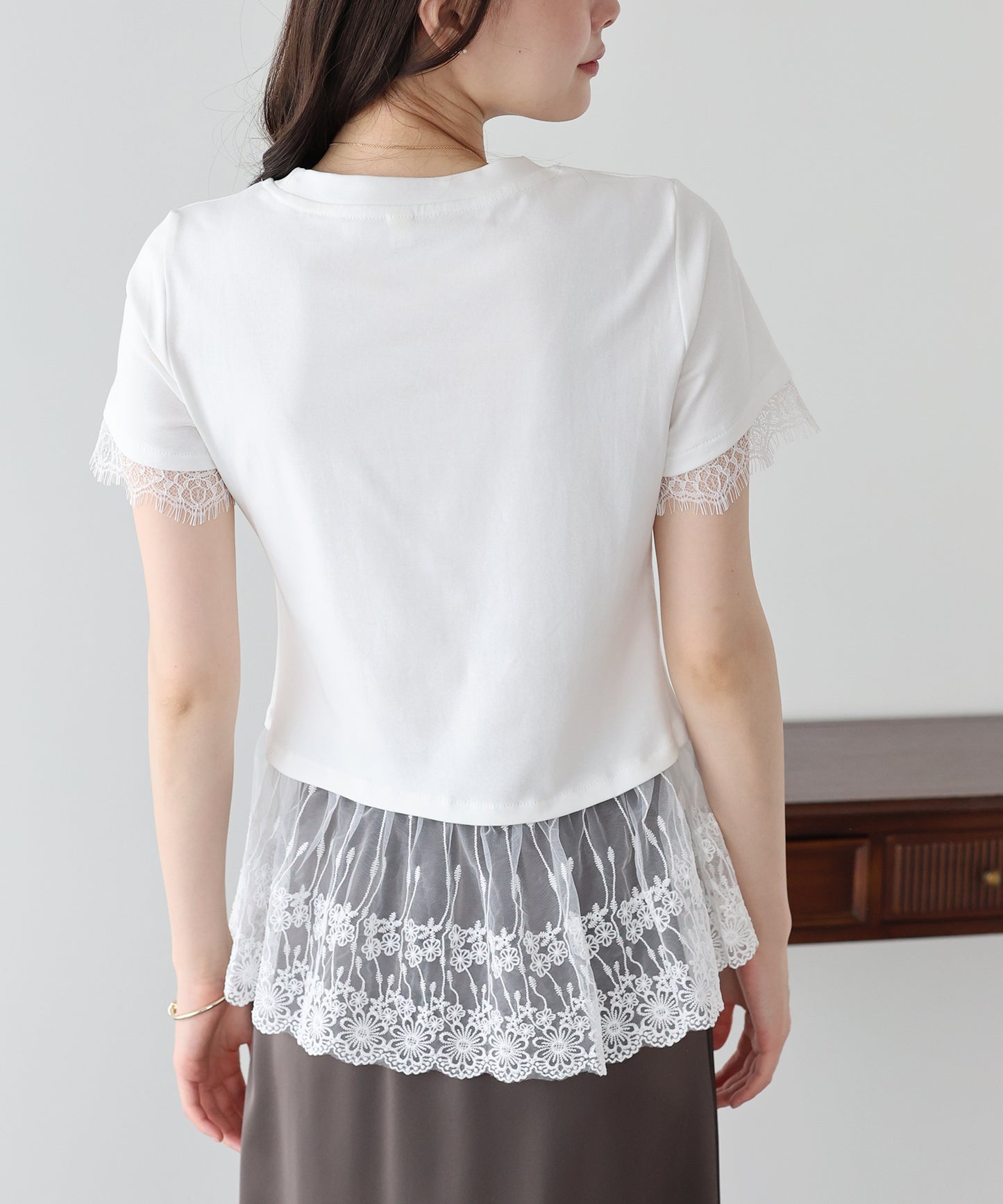 【早割5％OFF】レースドッキングＴシャツ【メール便】