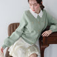 レース襟ニットカーディガン