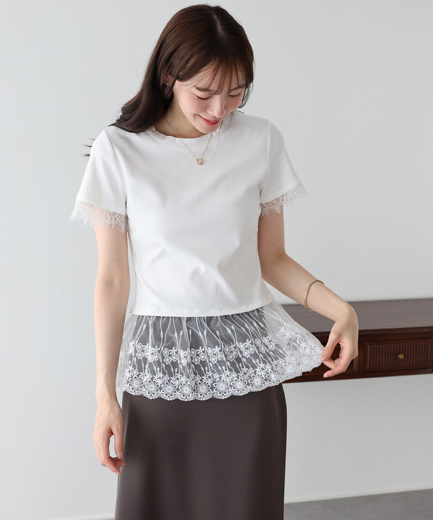 【早割5％OFF】レースドッキングＴシャツ【メール便】