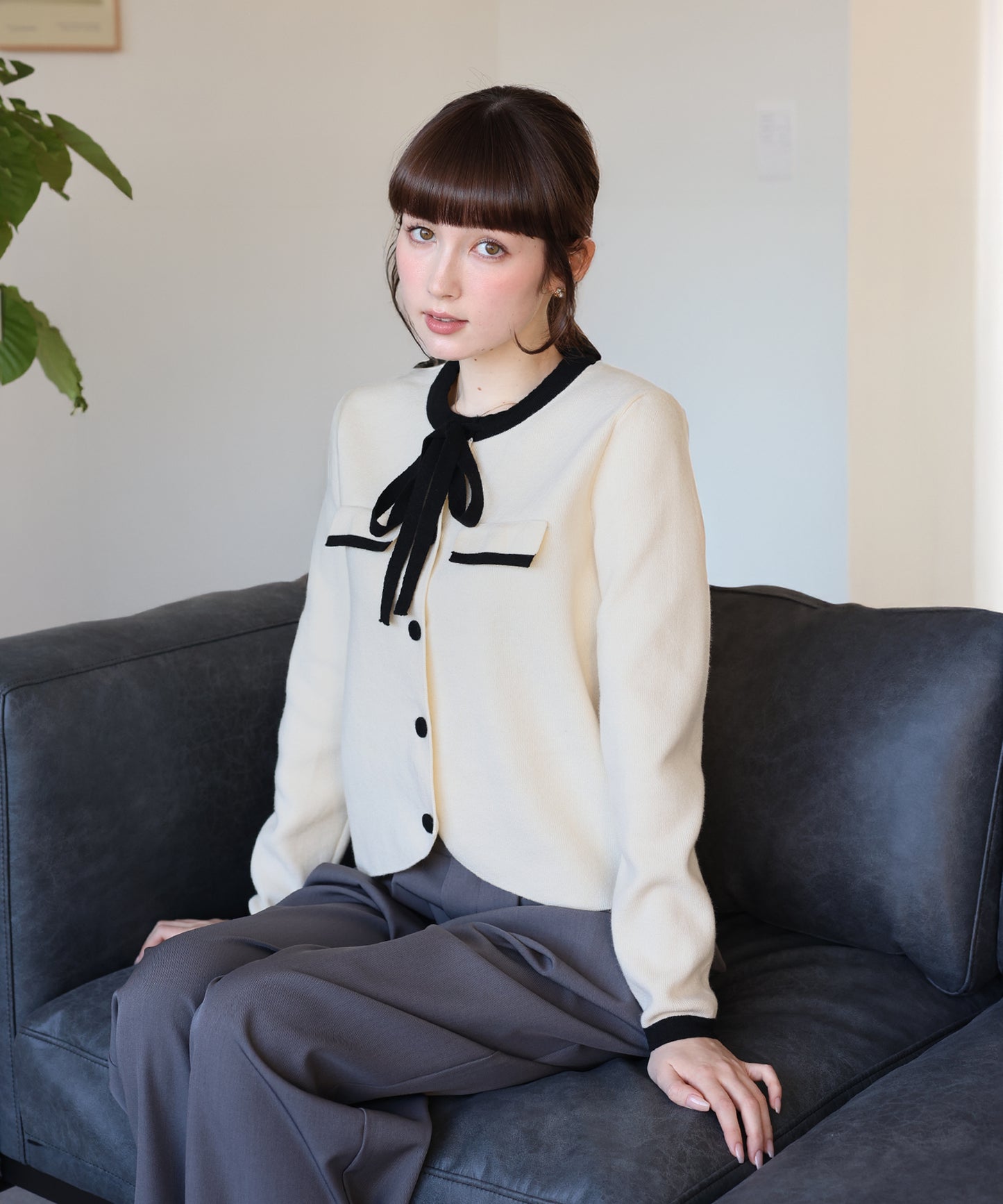 【早割5％OFF】配色リボンカーディガン