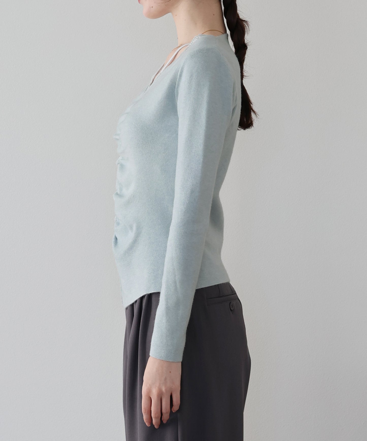 フロントギャザーレースニット