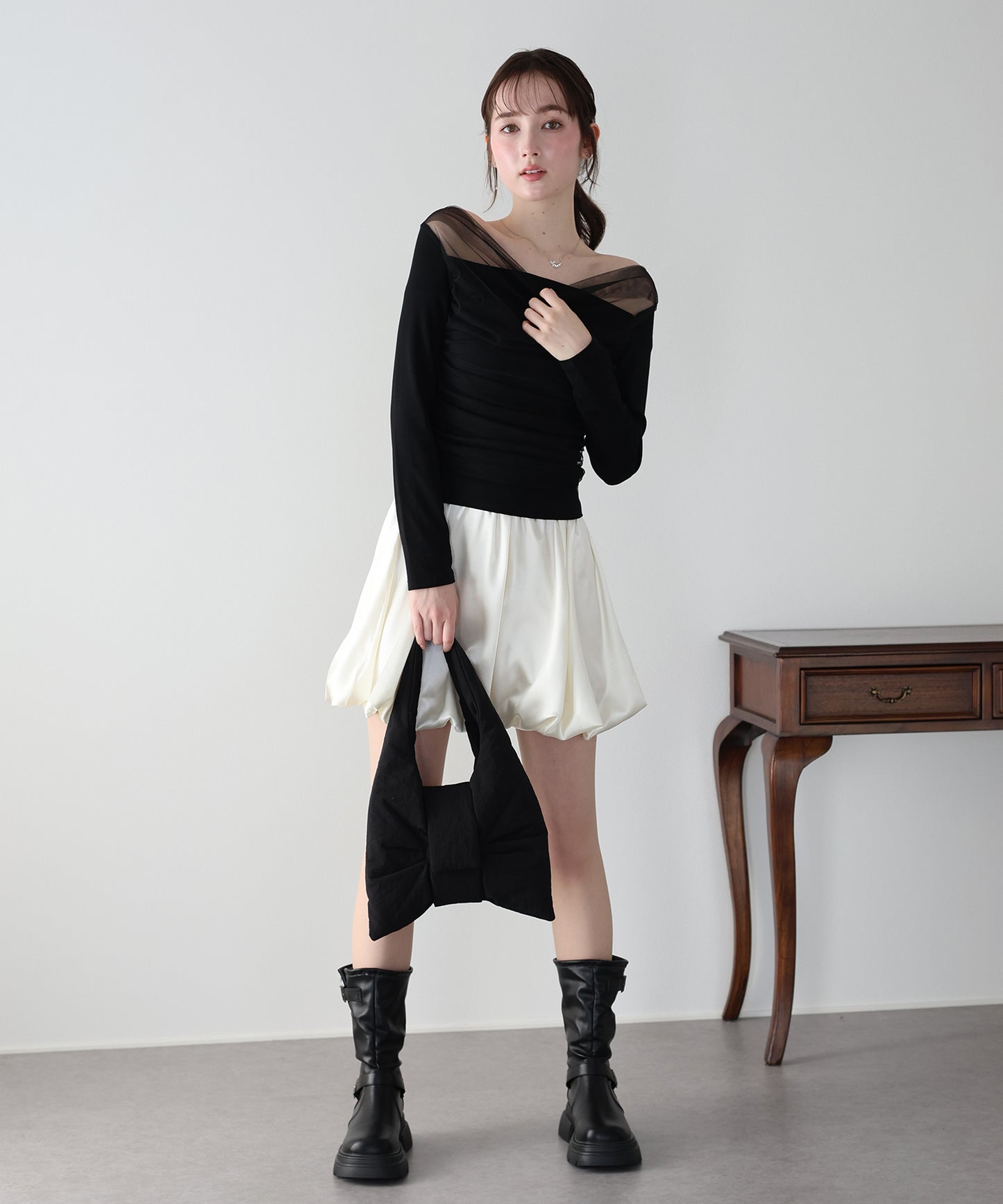 チュールドッキングドレープカットソー【ネコポス】