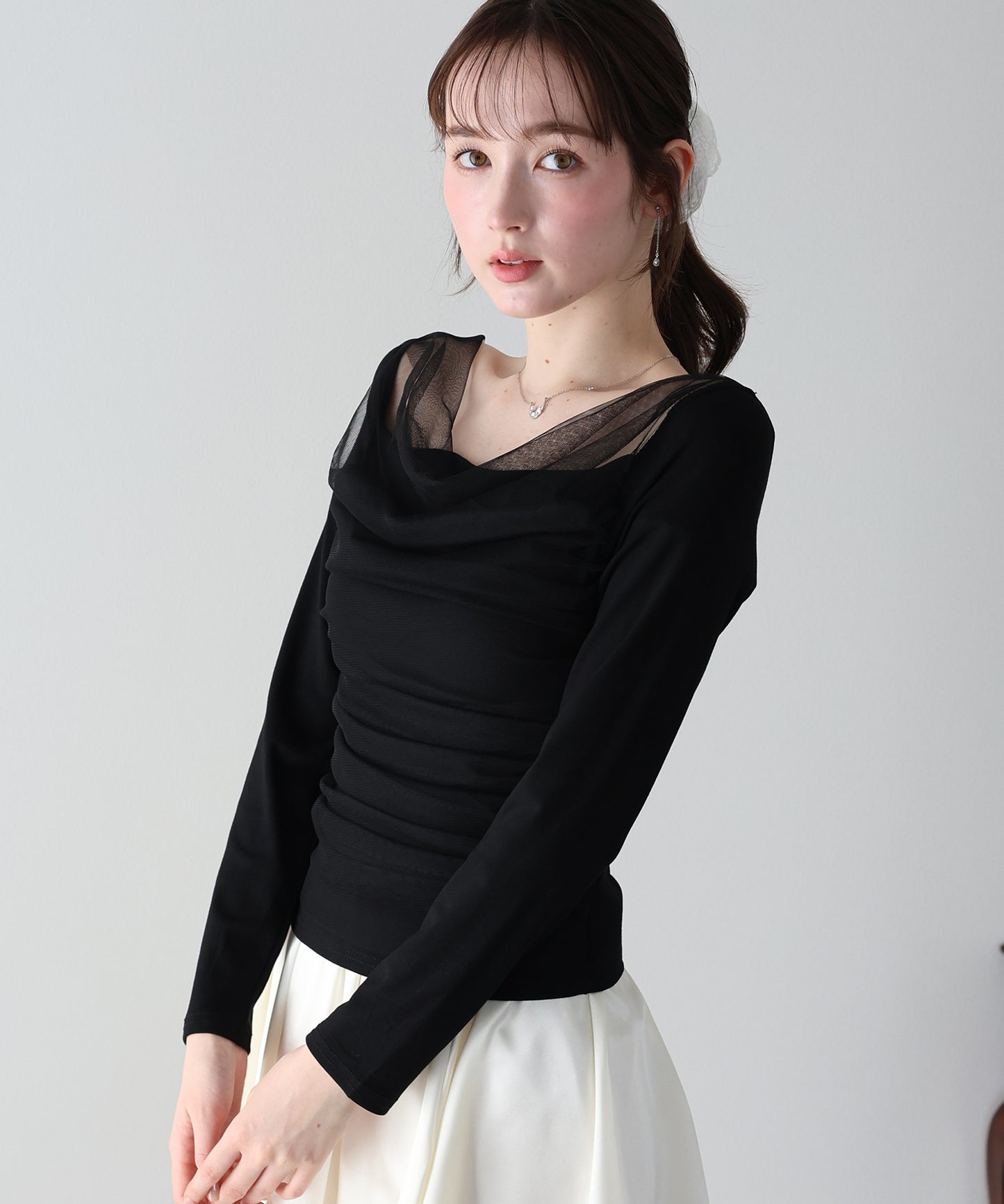 チュールドッキングドレープカットソー【ネコポス】