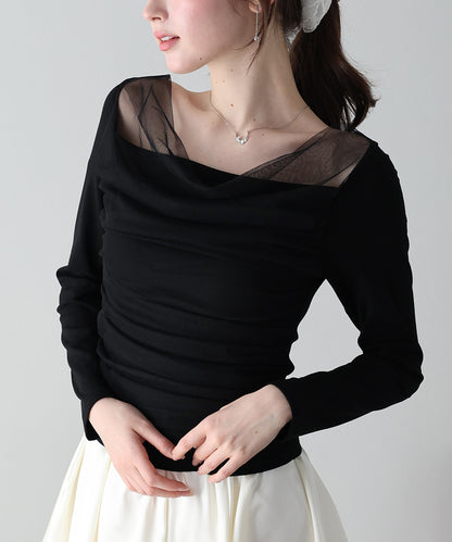 チュールドッキングドレープカットソー【ネコポス】