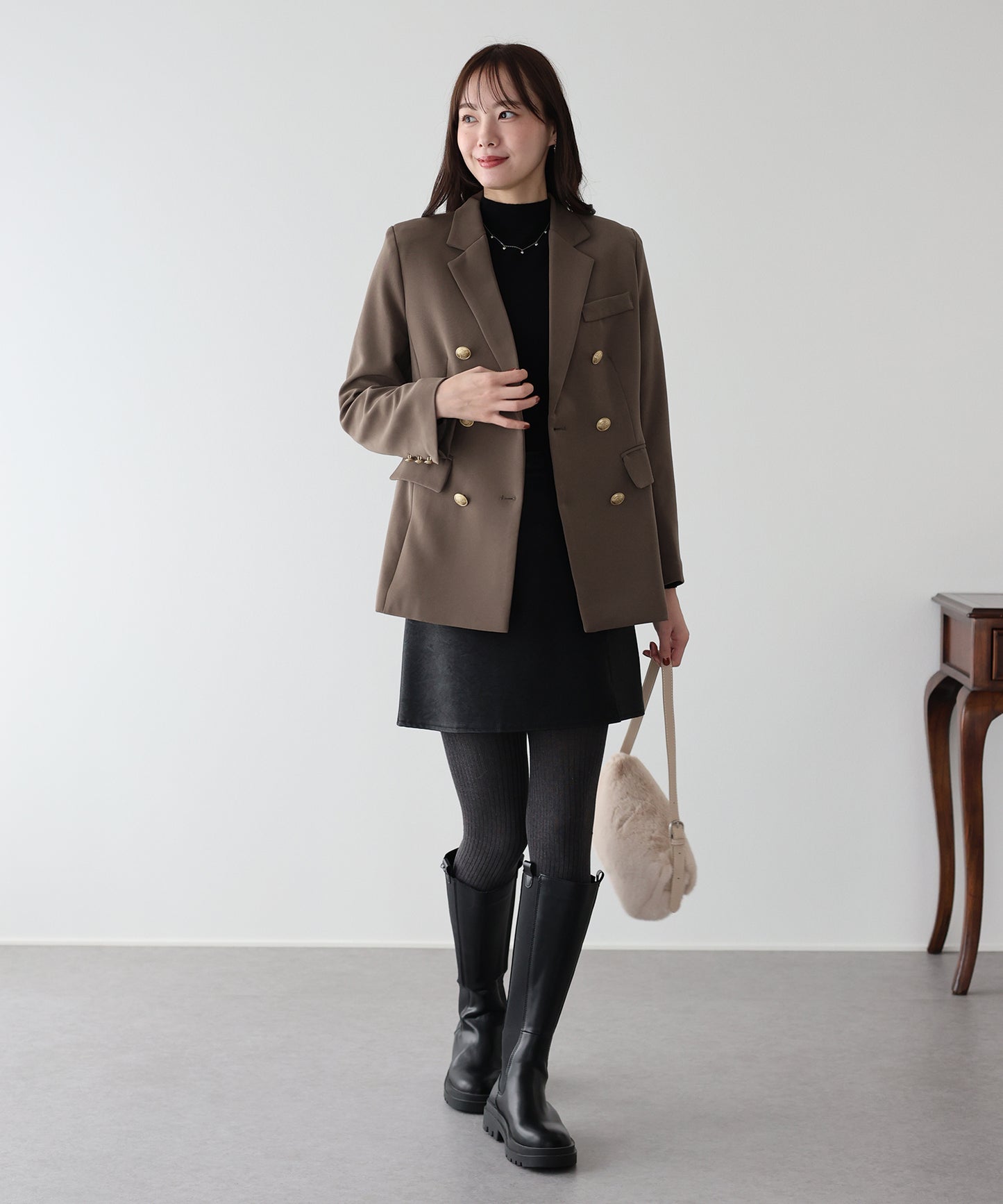 【ウォッシャブル】金ボタンダブルジャケット