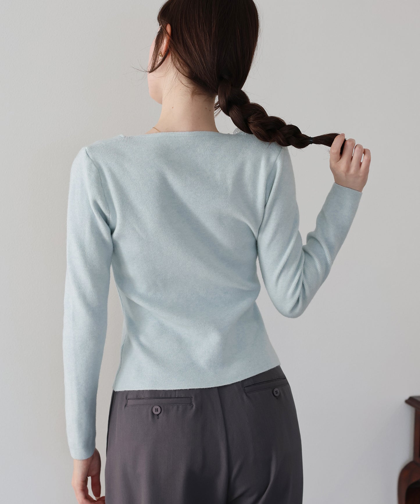 フロントギャザーレースニット